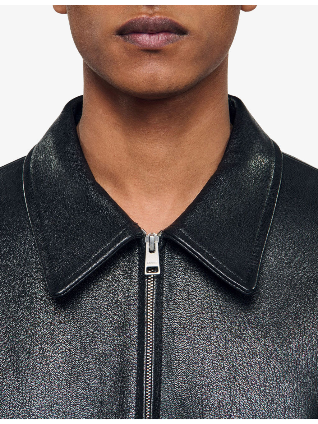 Side-Pocket Zip-Up Leather Jacket - 5