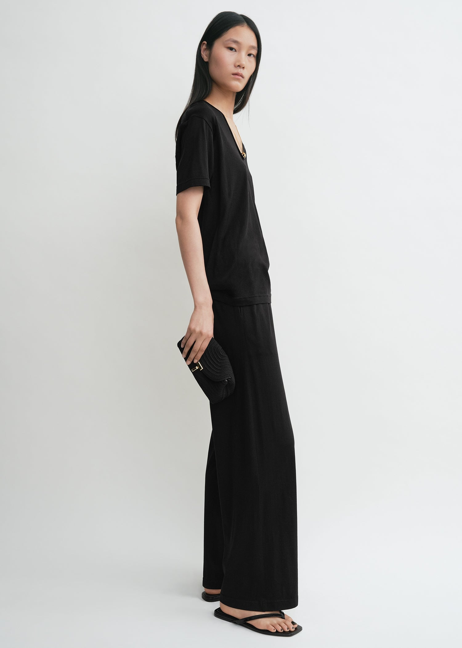 Cotton silk pj bottoms black - 3