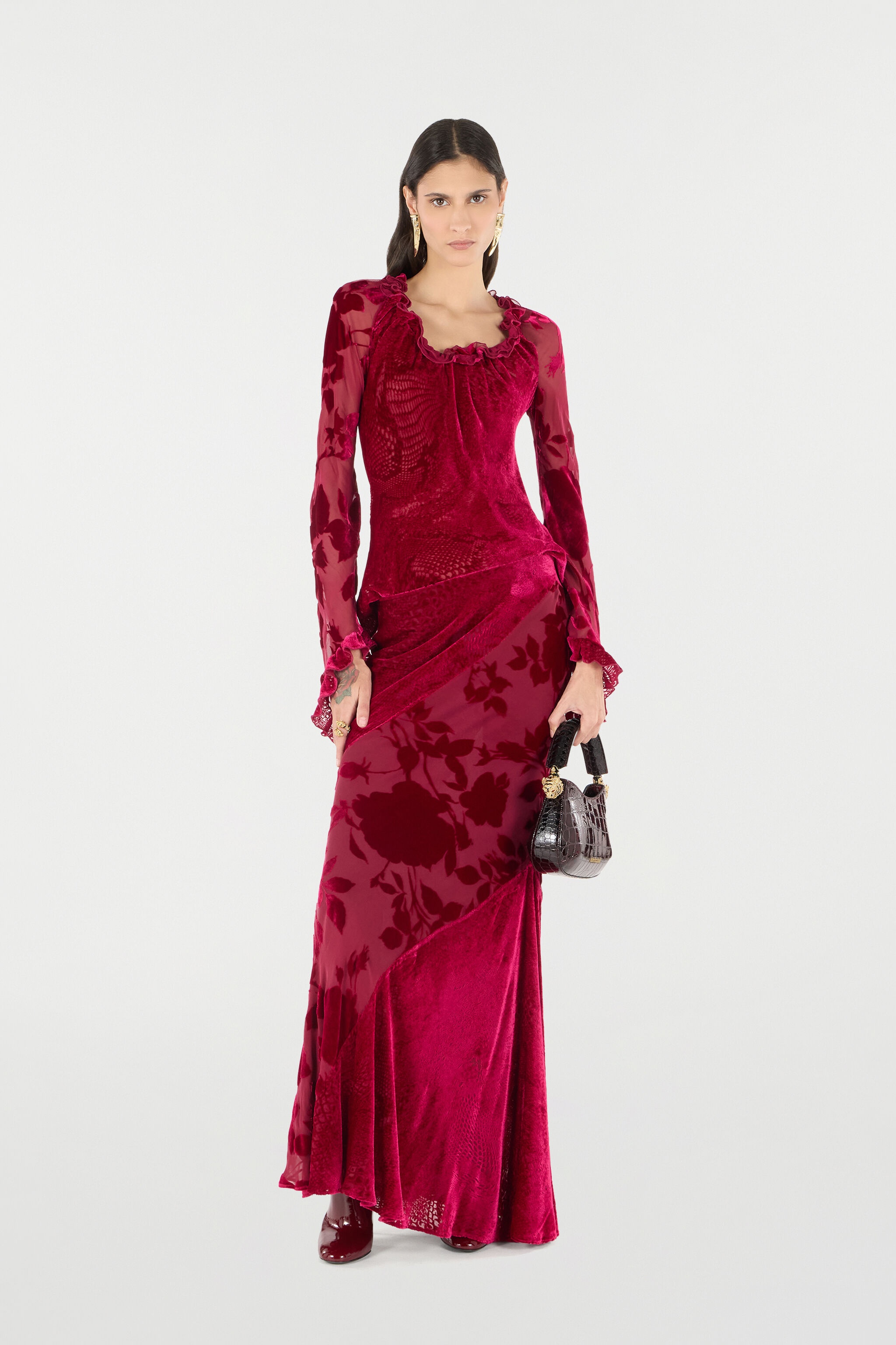 Long Skirt With Rose And Python Pattern - 2