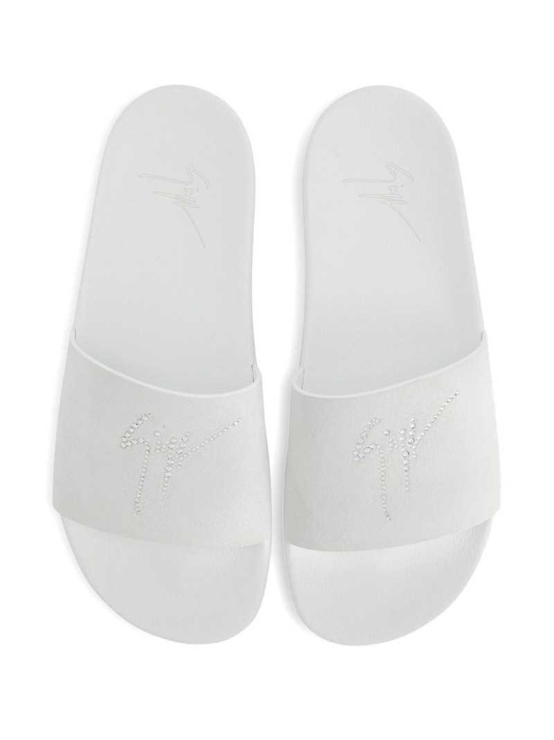 Brett crystal-embellished leather slides 3