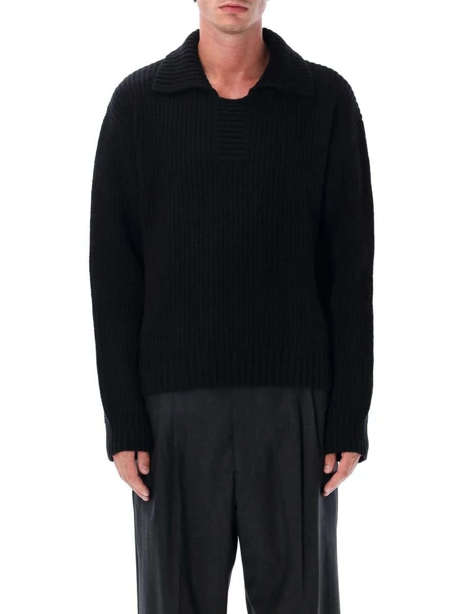 Mfpen Wool Knit Sweater With Collar Black - 1