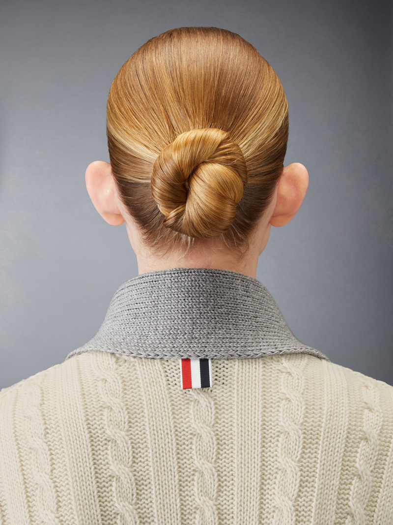 Classic Wool 4-Bar Cable Knit Cardigan 5