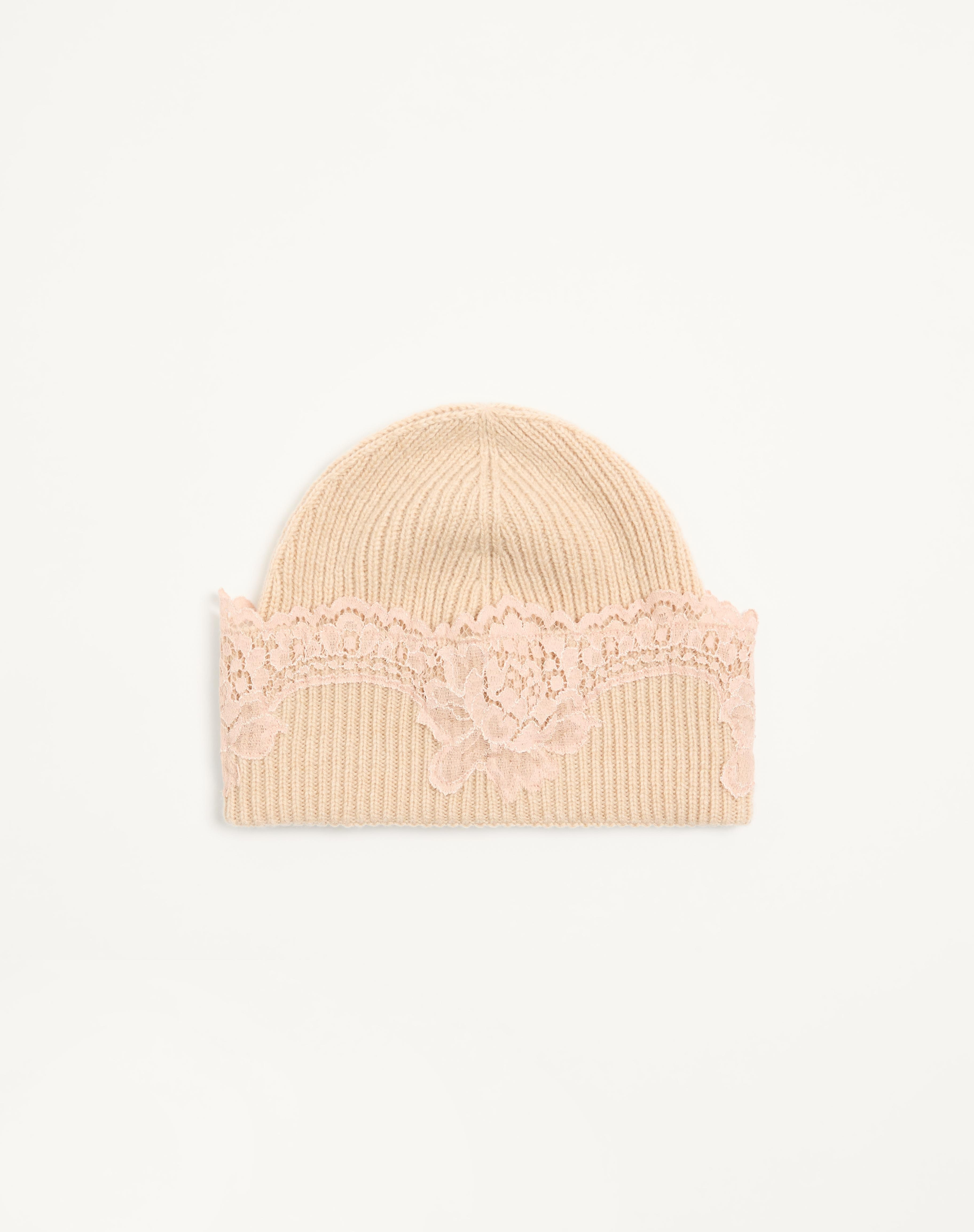 VLOGO SIGNATURE CASHMERE AND LACE BEANIE - 1