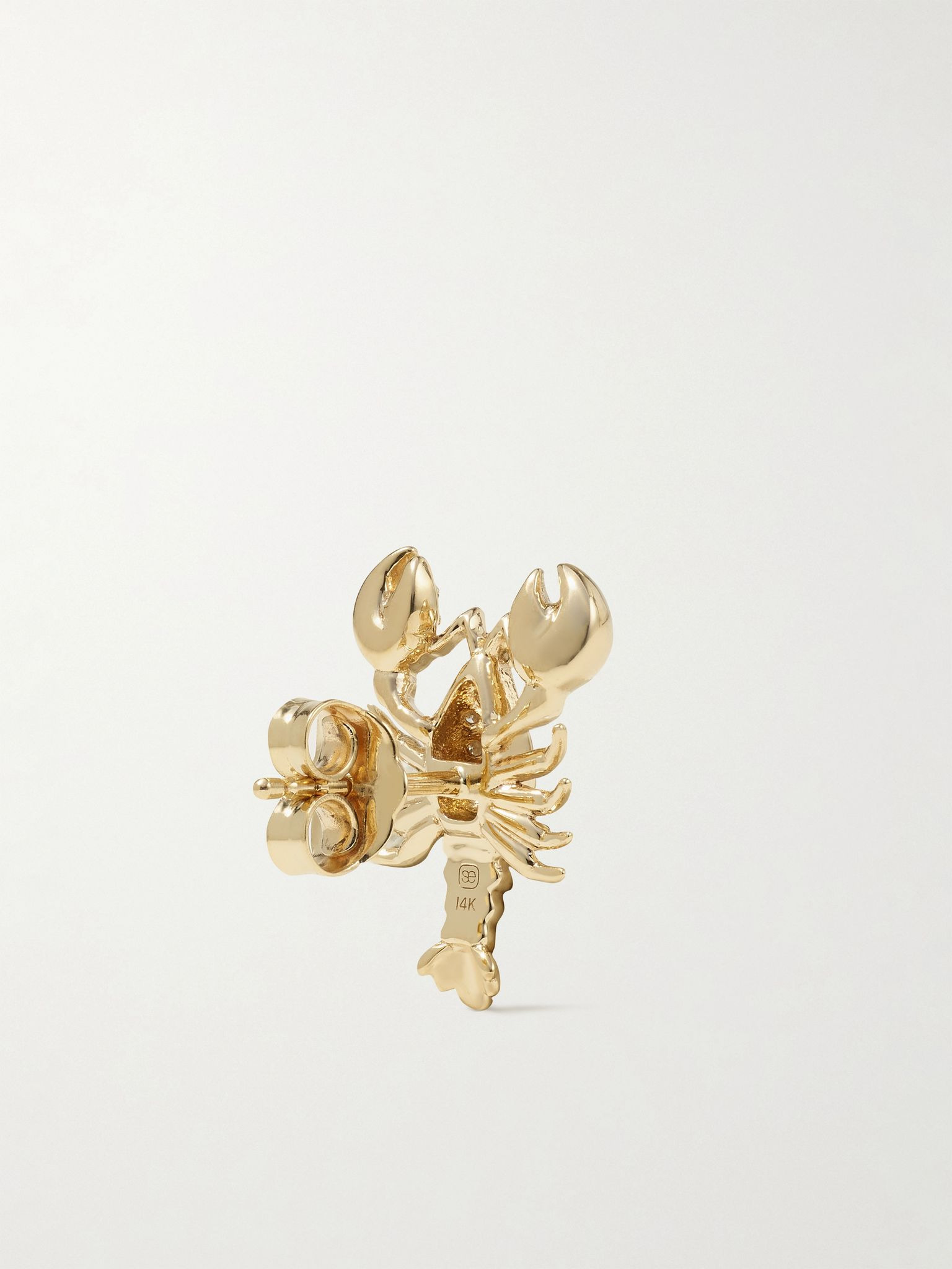 Lobster 14-karat gold diamond earrings Gold - 3