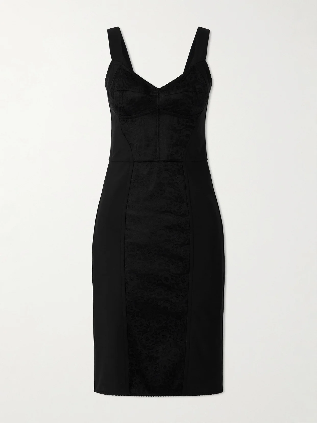 Lace-paneled Jersey Midi Dress - 1