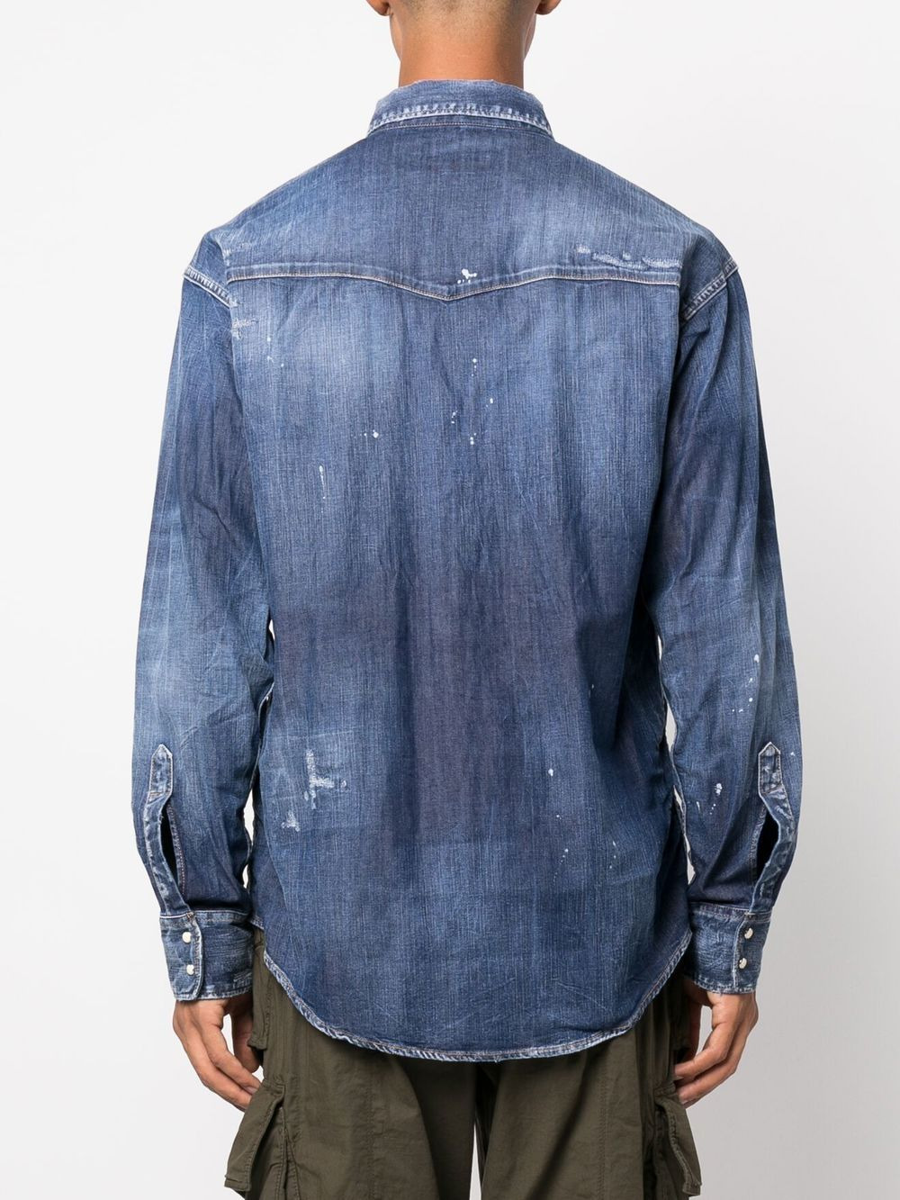 logo-patch denim shirt - 4