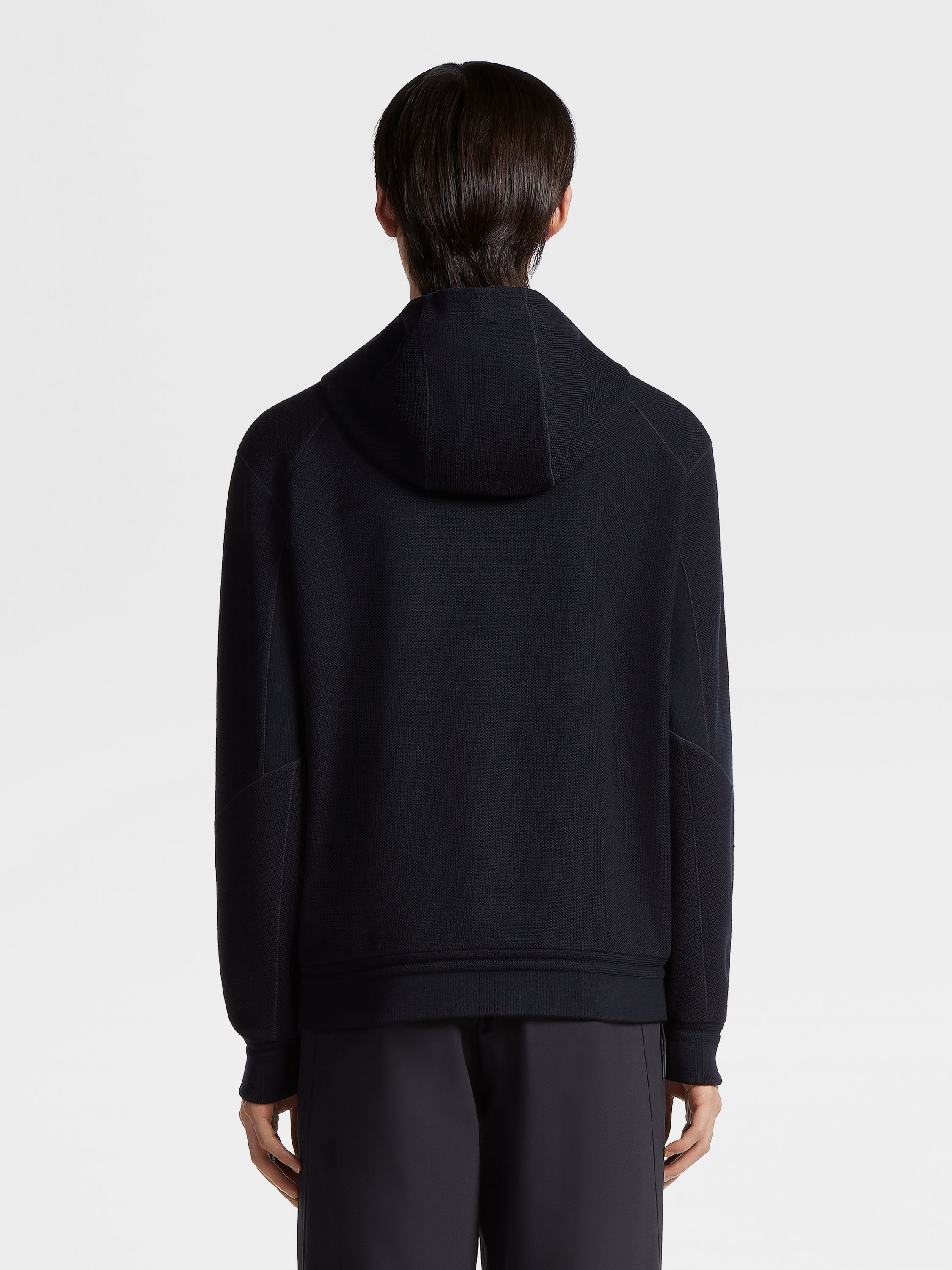 NAVY BLUE HIGH PERFORMANCE™ WOOL BLEND HOODIE - 3