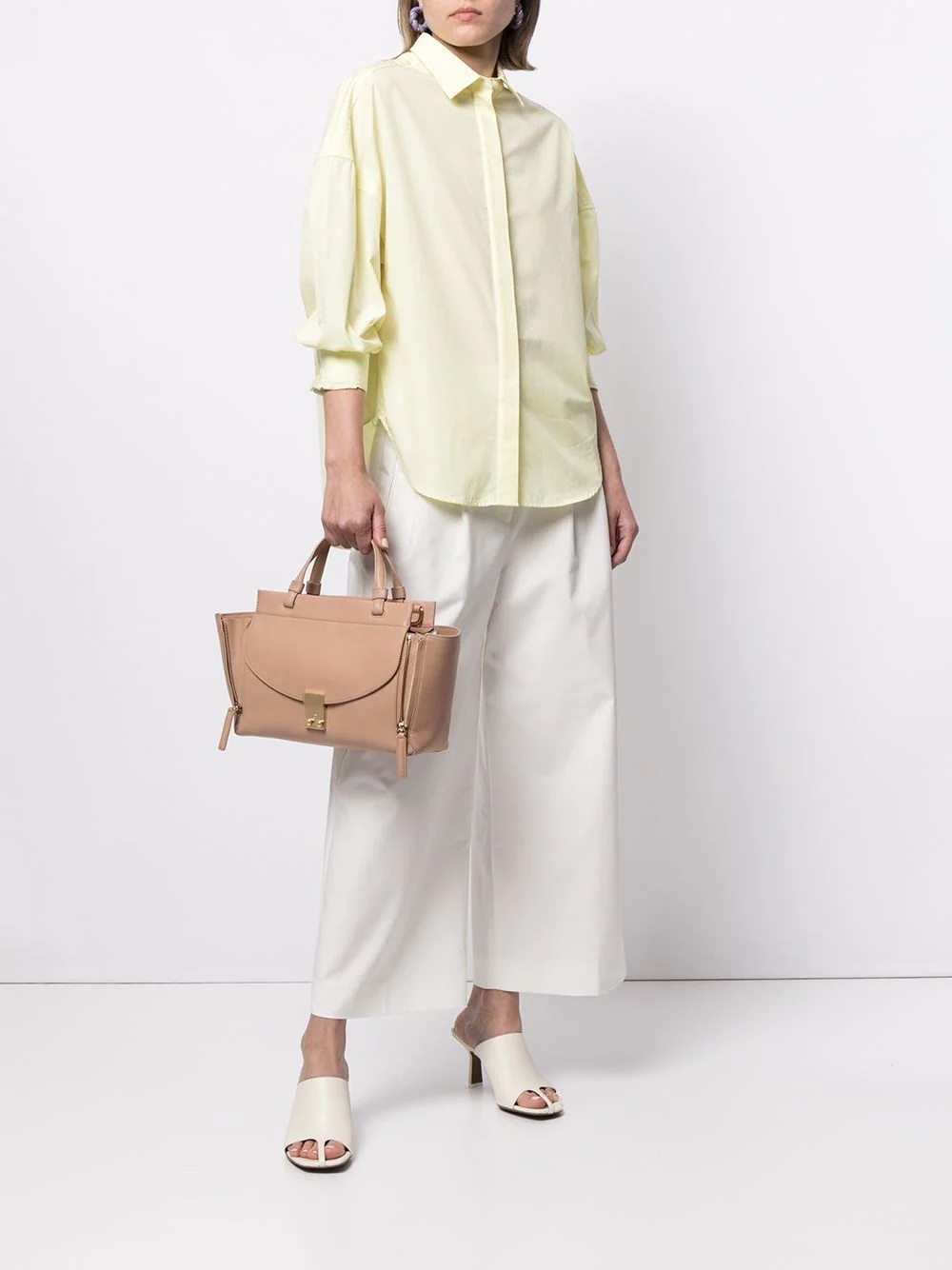paperbag-waist wide-leg cropped trousers - 3