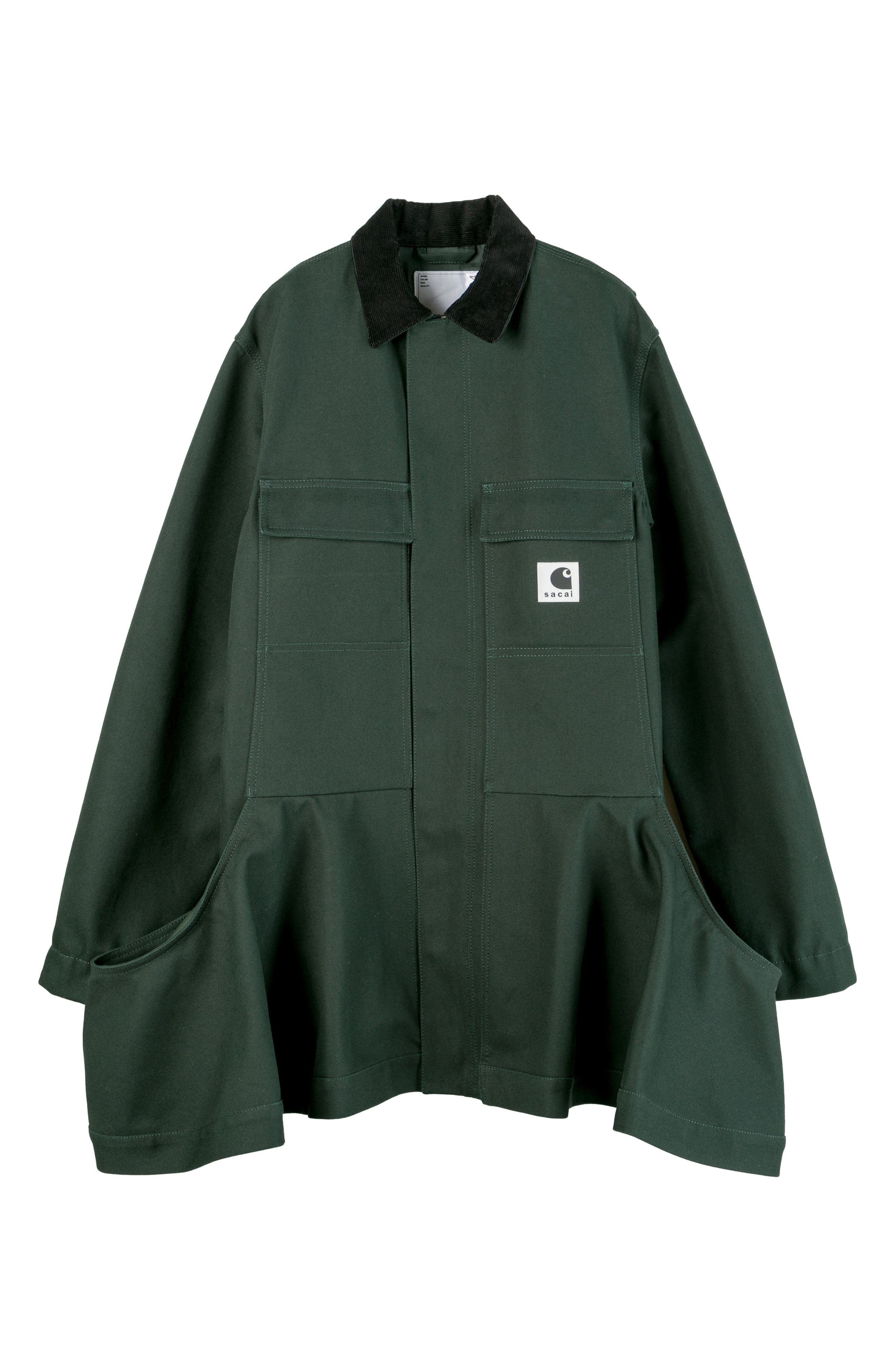Sacai Carhartt WIP Bonded Duck Canvas Coat Dress in Green at Nordstrom - 1