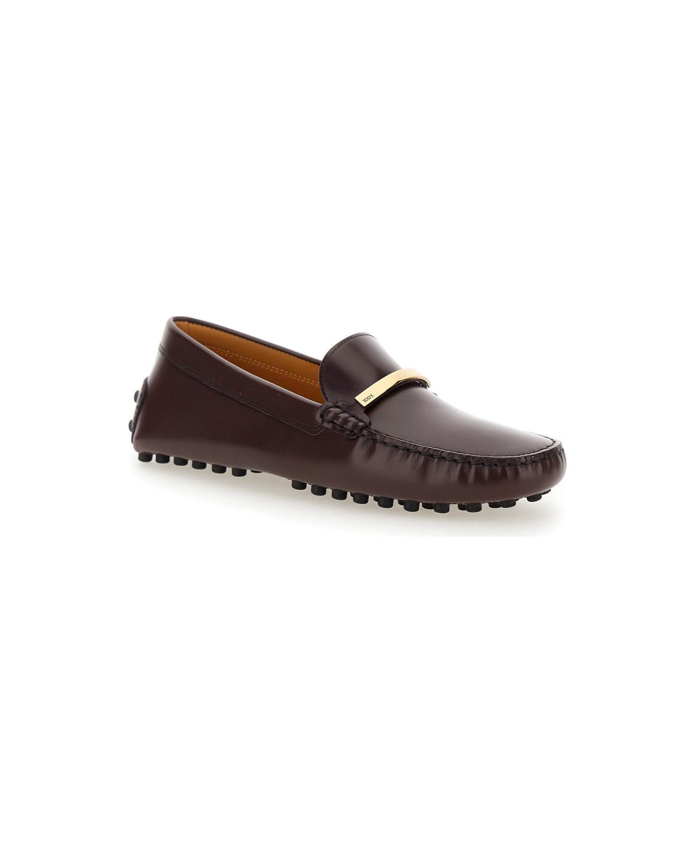 Brown Loafers With Logo Plaque And Rubber Sole In Leather Woman - 2