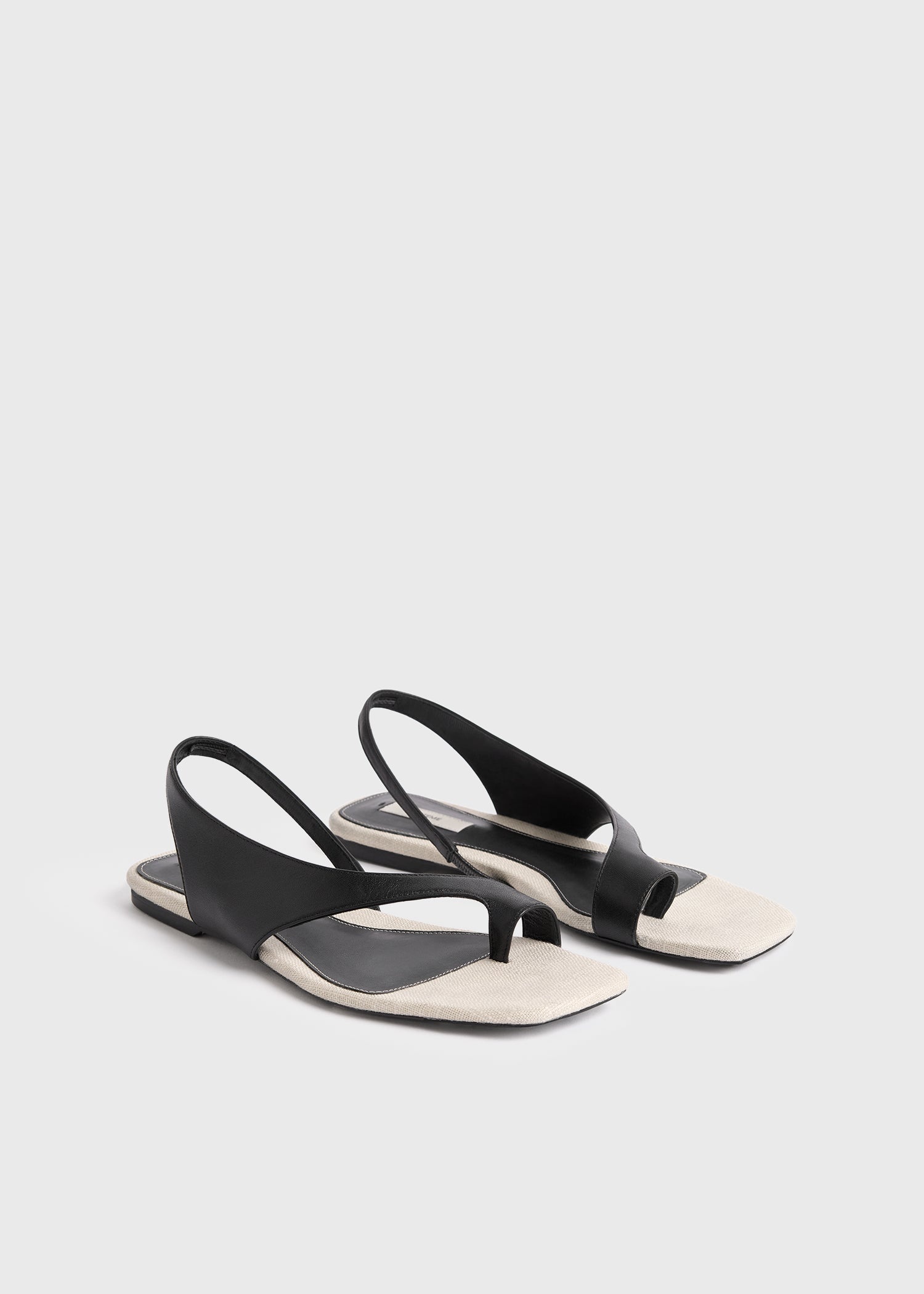 Leather thong sandals black/sand - 4