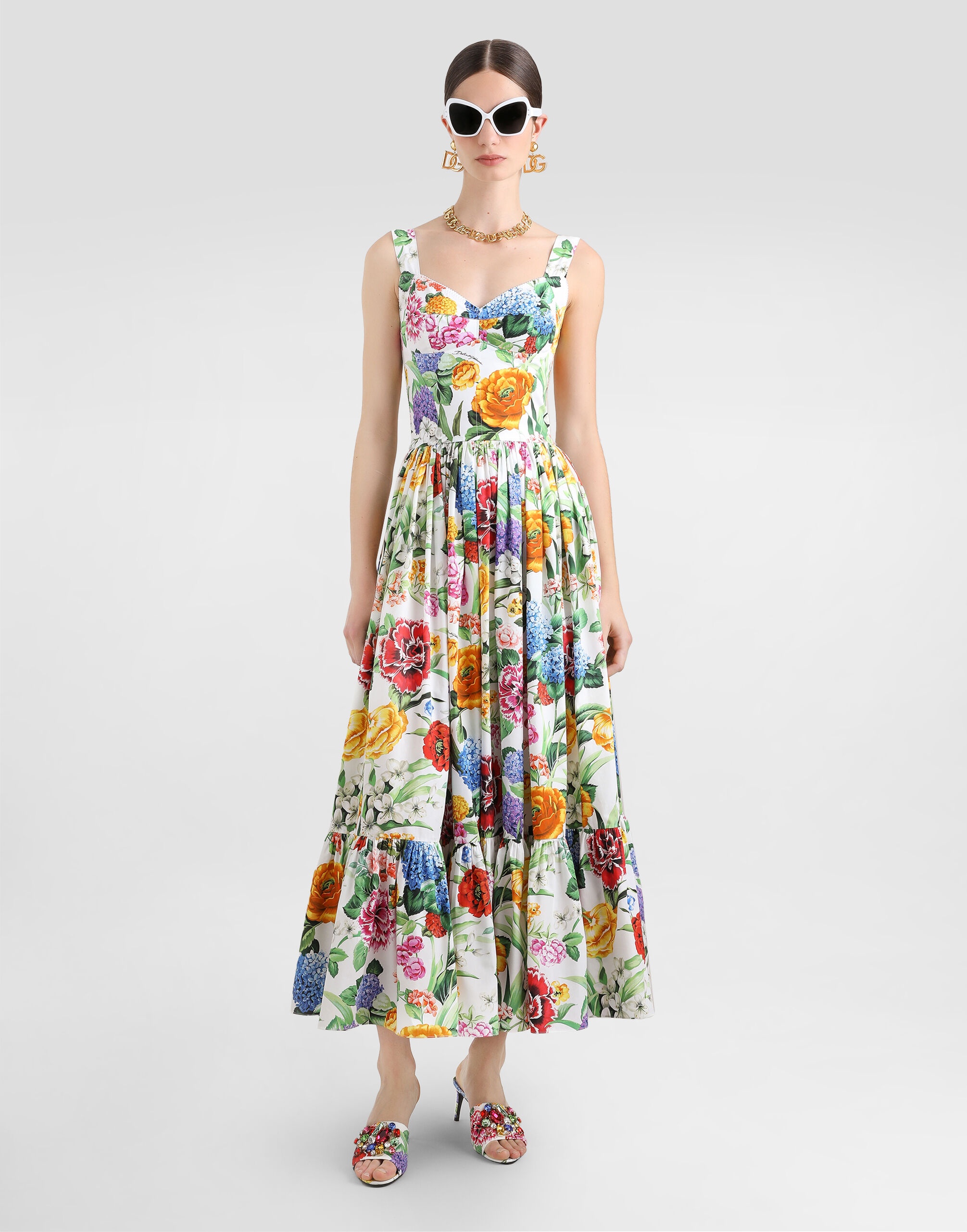 Long floral-print corset dress - 2