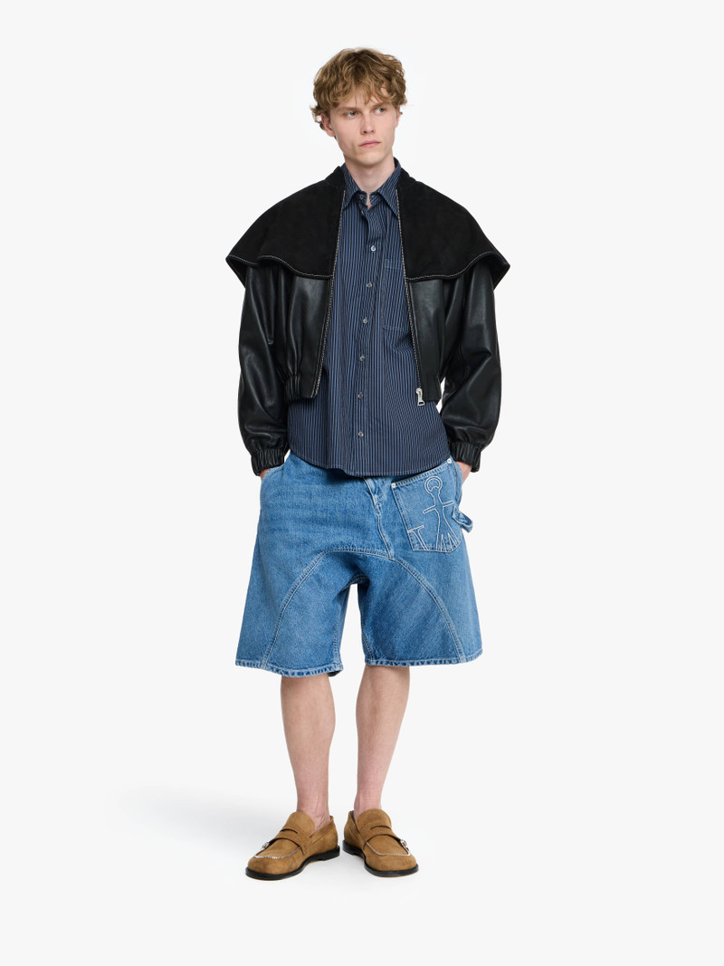 JW Anderson LEATHER BOMBER JACKET WITH OVERSIZED COLLAR outlook