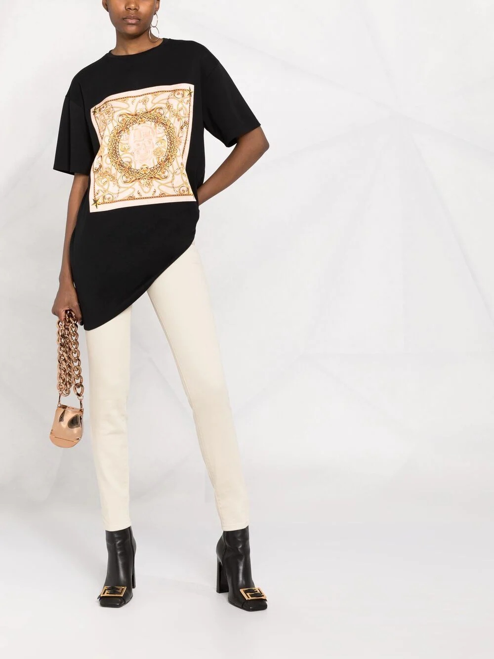 logo patch high-waisted jeggings - 2