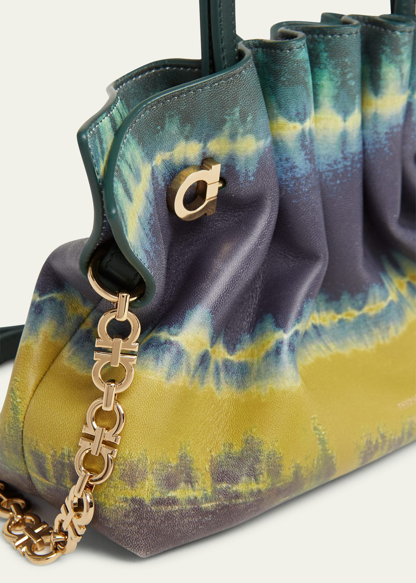 Piercing Tie-Dye Printed Leather Shoulder Bag - 4