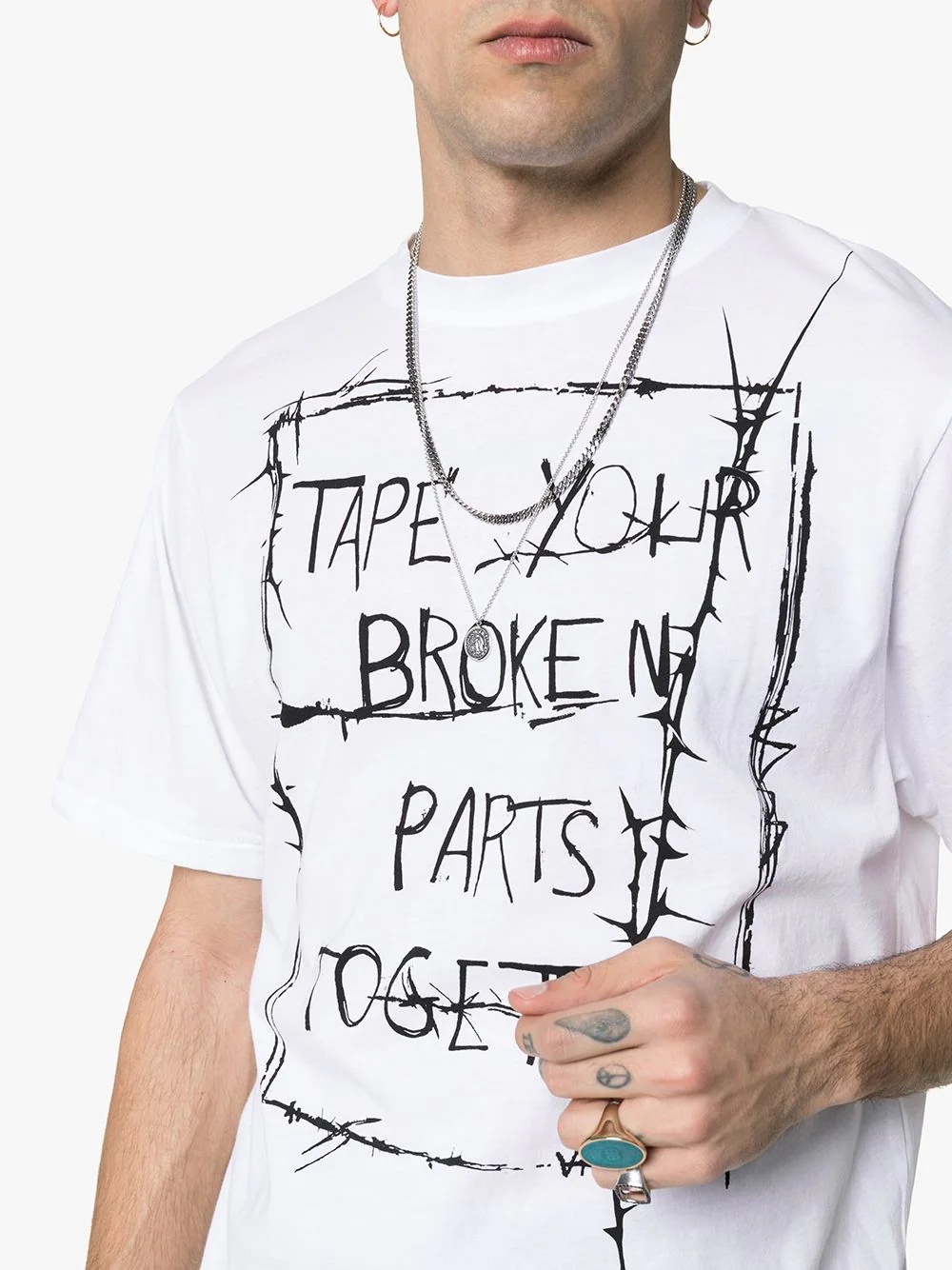 slogan print short-sleeved cotton T-shirt - 5