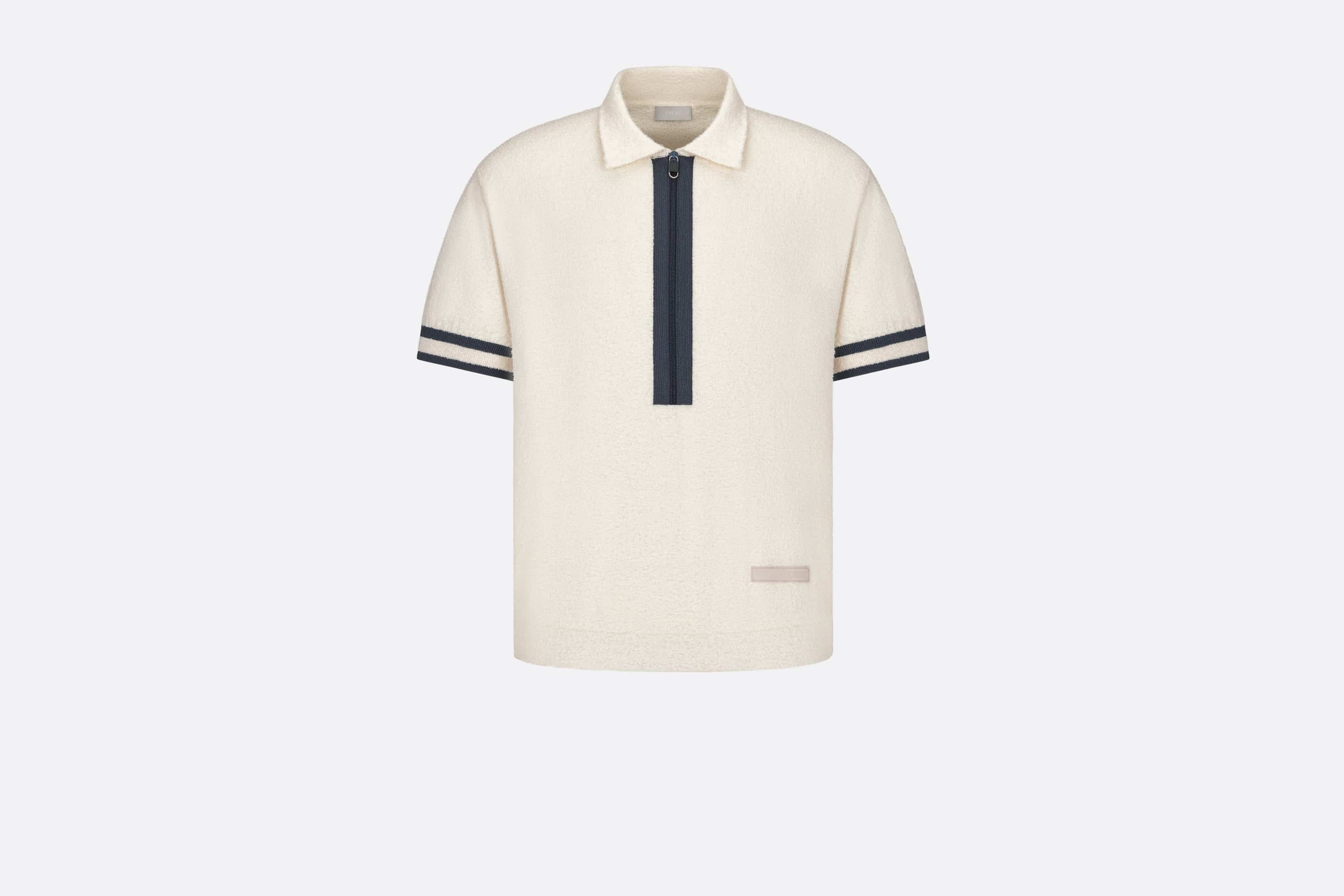 Short-Sleeved Sweater with Zipper - 1
