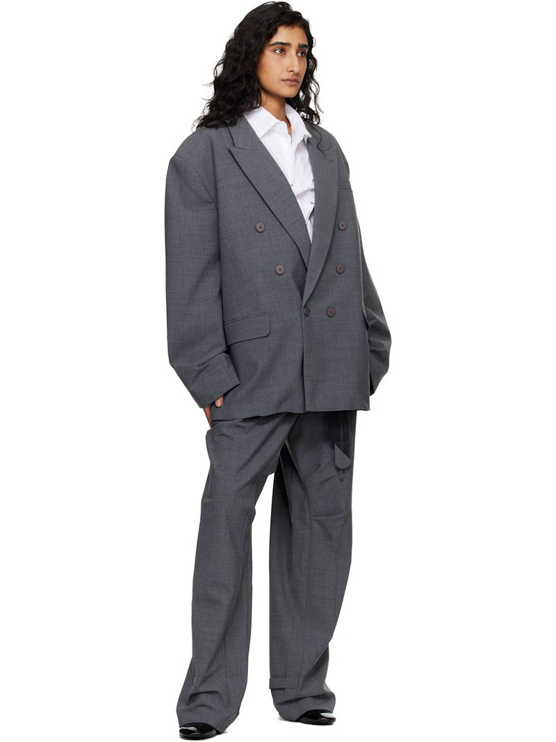 OTTOLINGER Gray Strapped Baggy Suit Trousers outlook