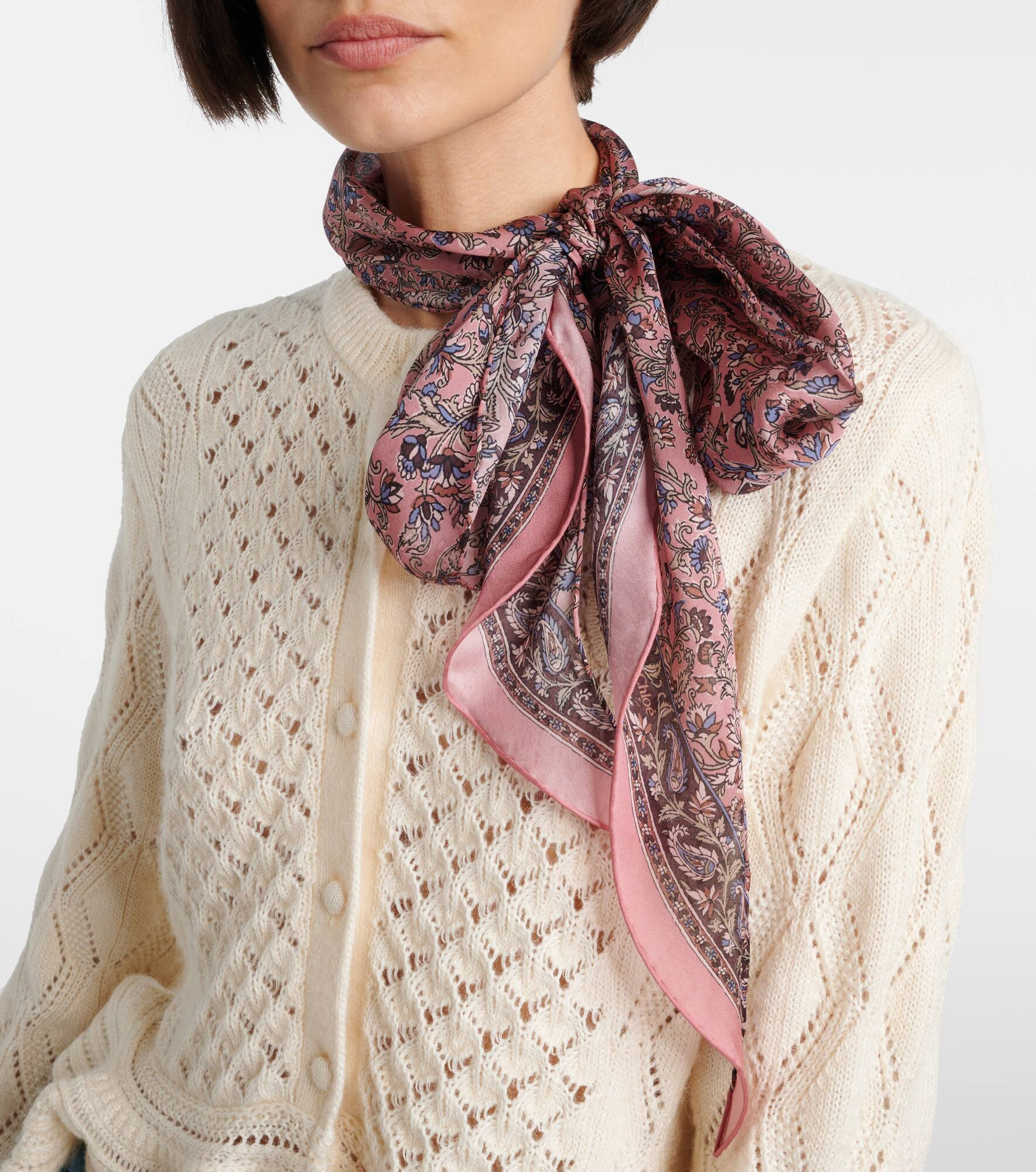 Paisley silk charmeuse scarf - 3