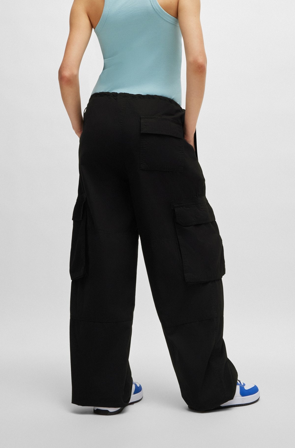 OVERSIZE-FIT PARACHUTE TROUSERS IN COTTON POPLIN - 4