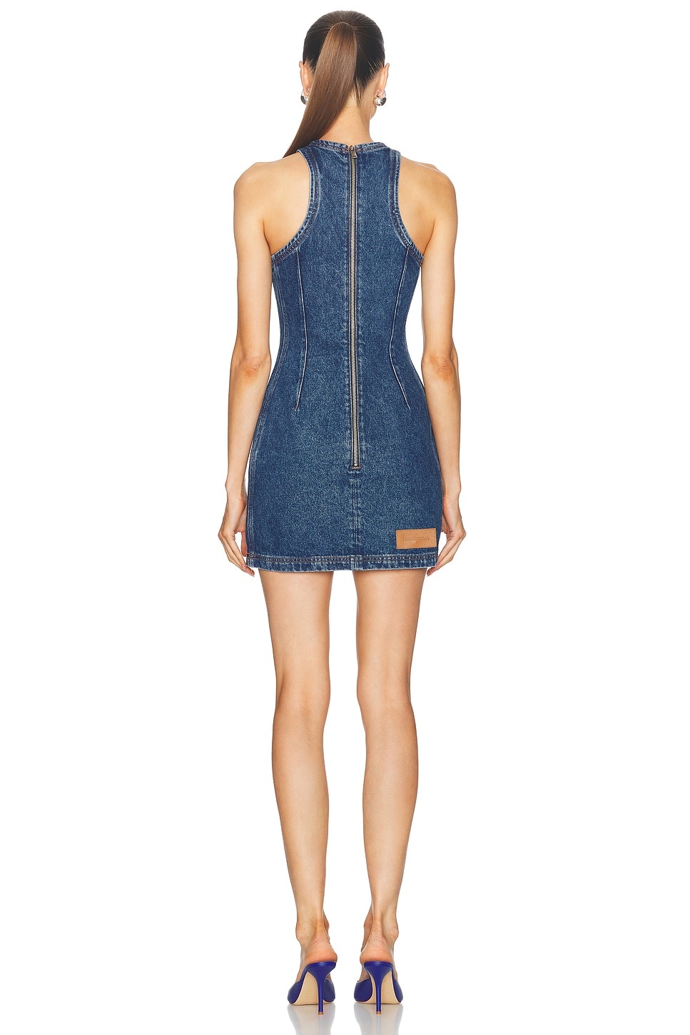 Feather Print Denim Mini Dress - 3