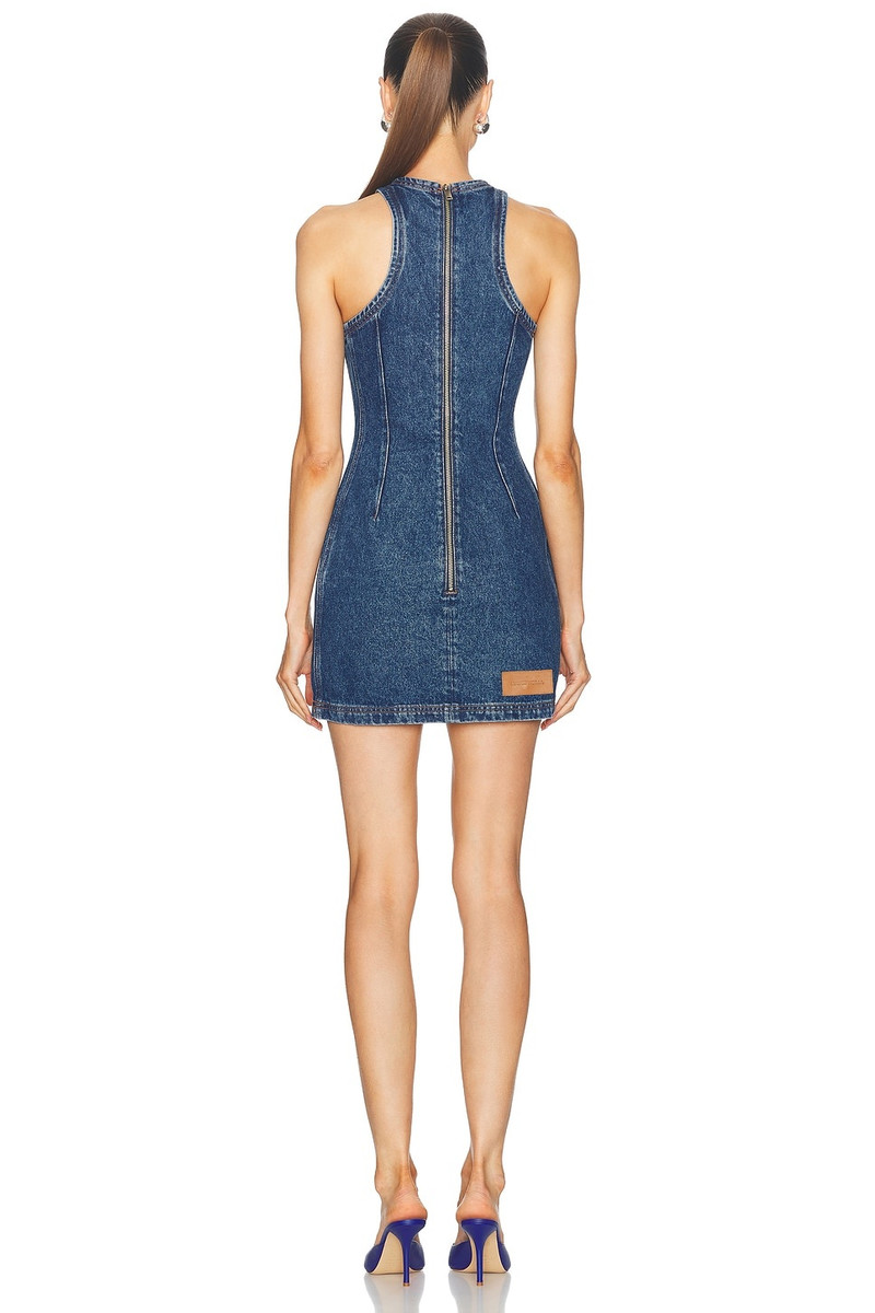 David Koma Feather Print Denim Mini Dress outlook