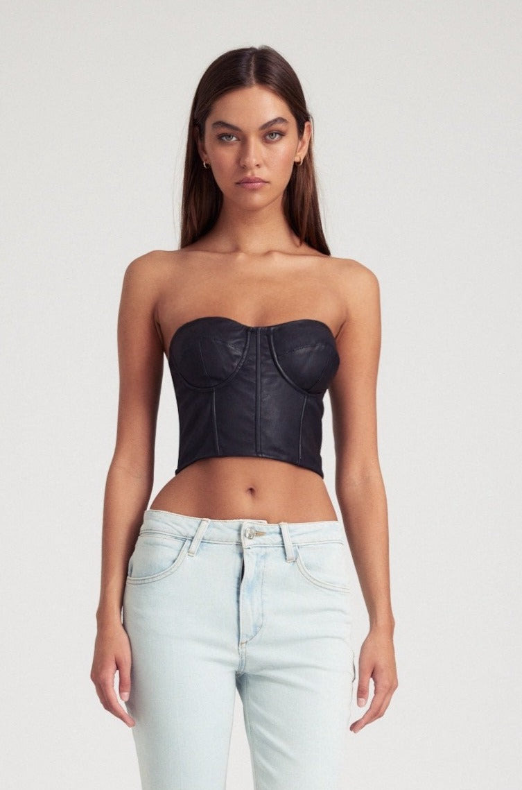 BLACK LEATHER CORSET - 1