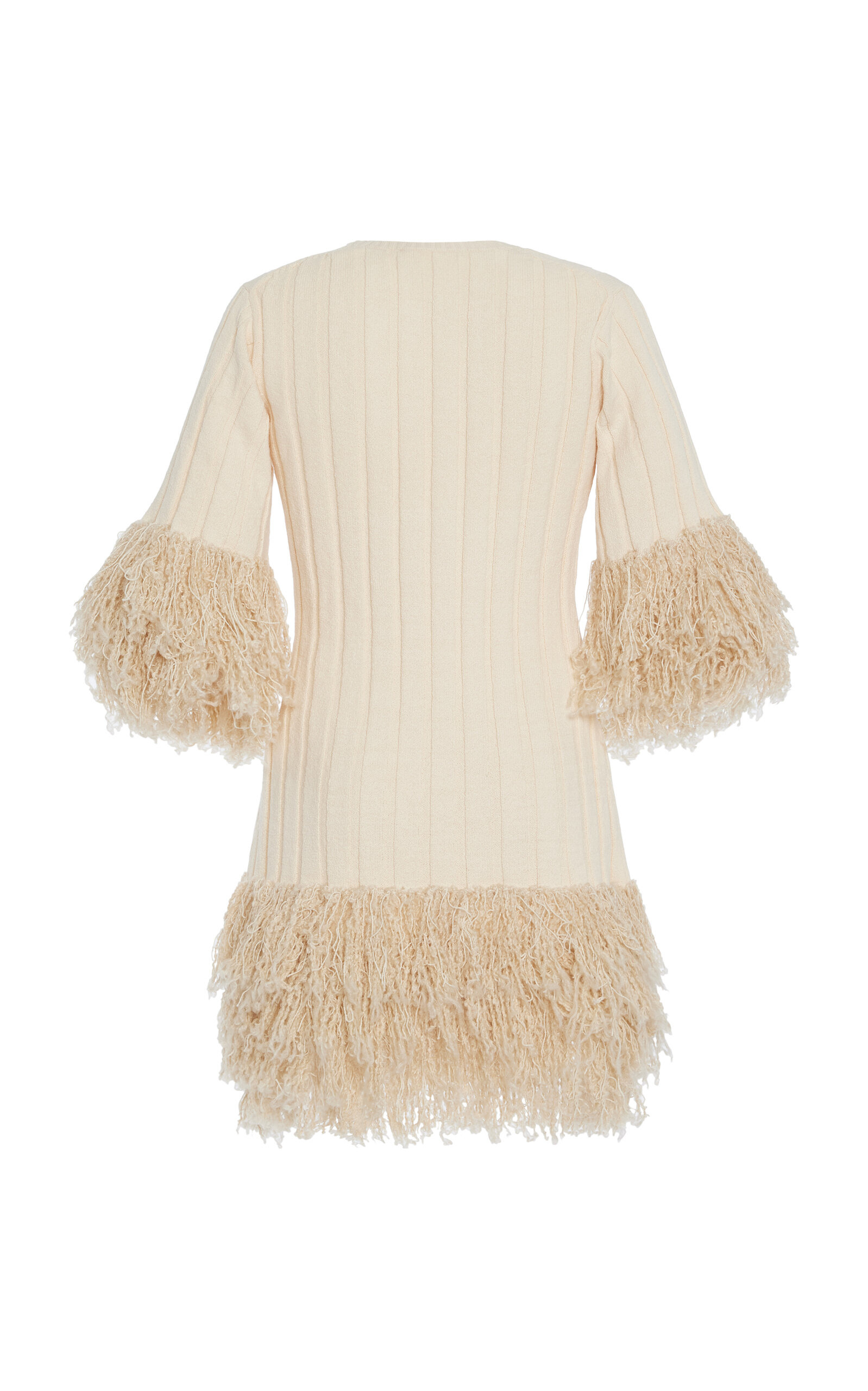 Lina Shearling-Trimmed Knit Cotton Mini Dress off-white - 5