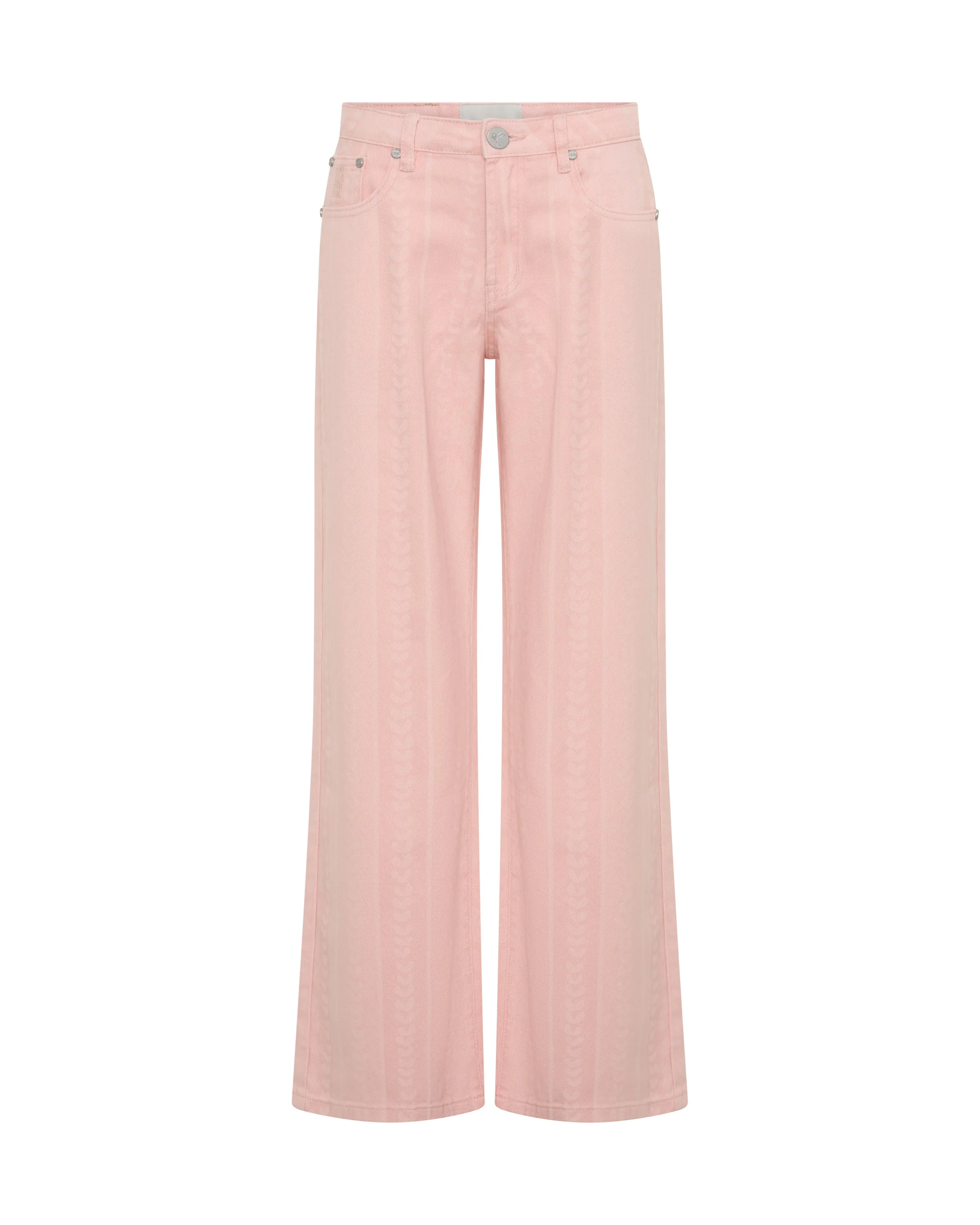 Jackson Mid Waist Wide Leg Denim Jeans - Pink Love - 1