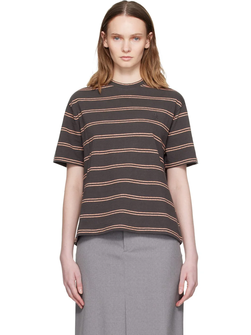 Brown Cotton Crew-Neck T-shirt - 1