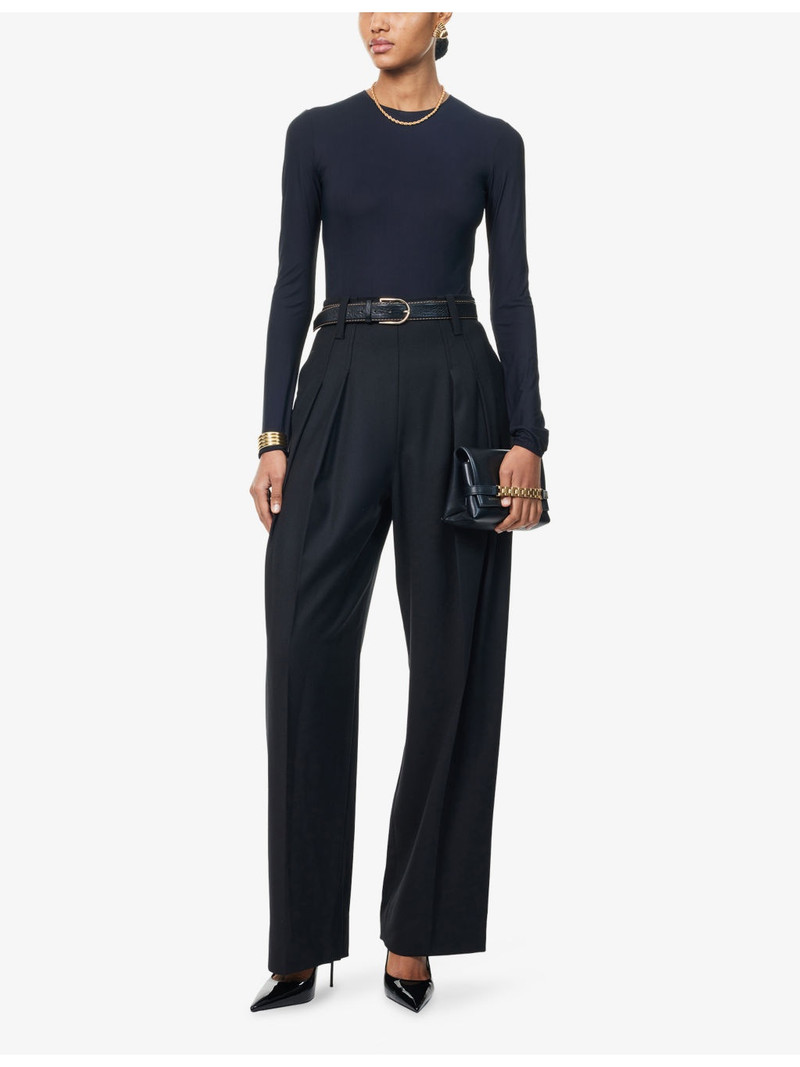Victoria Beckham Pleated High-Rise Stretch-Woven Trousers outlook