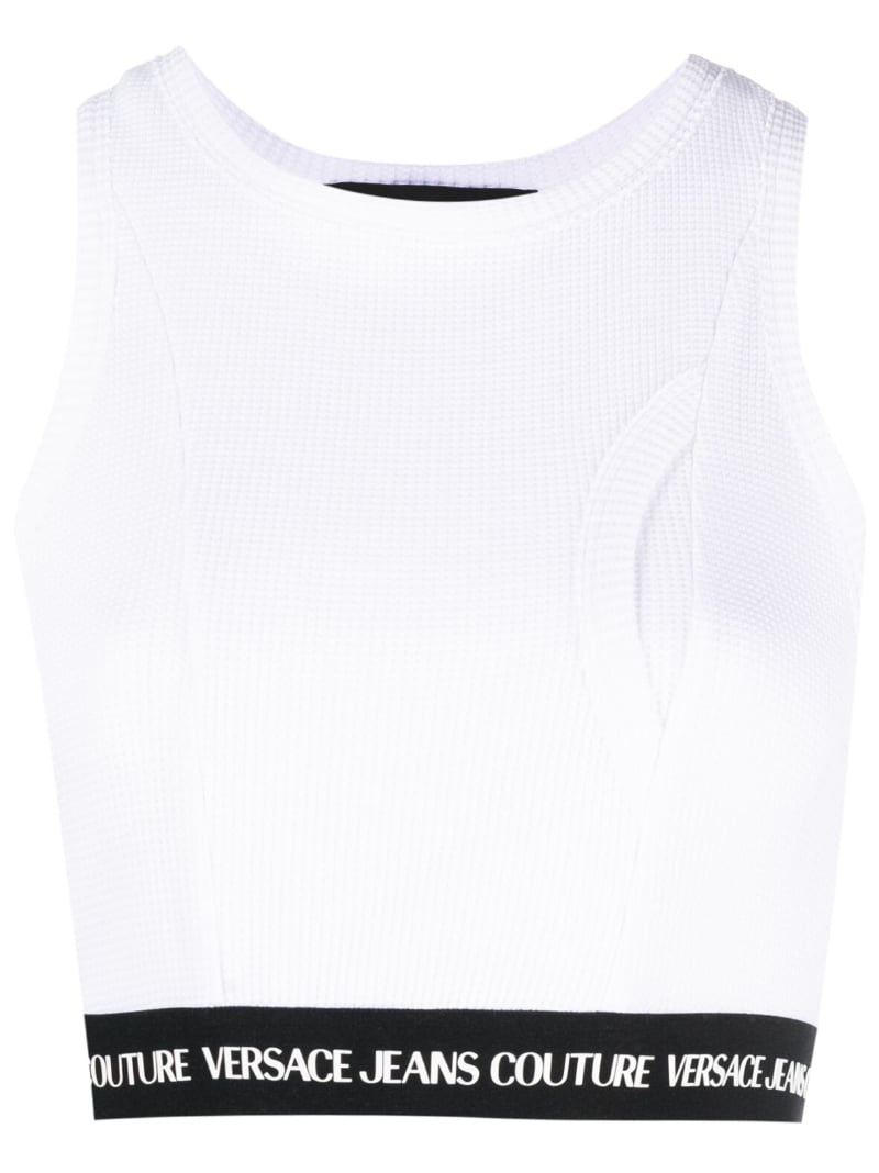 logo-print cropped tank top - 1
