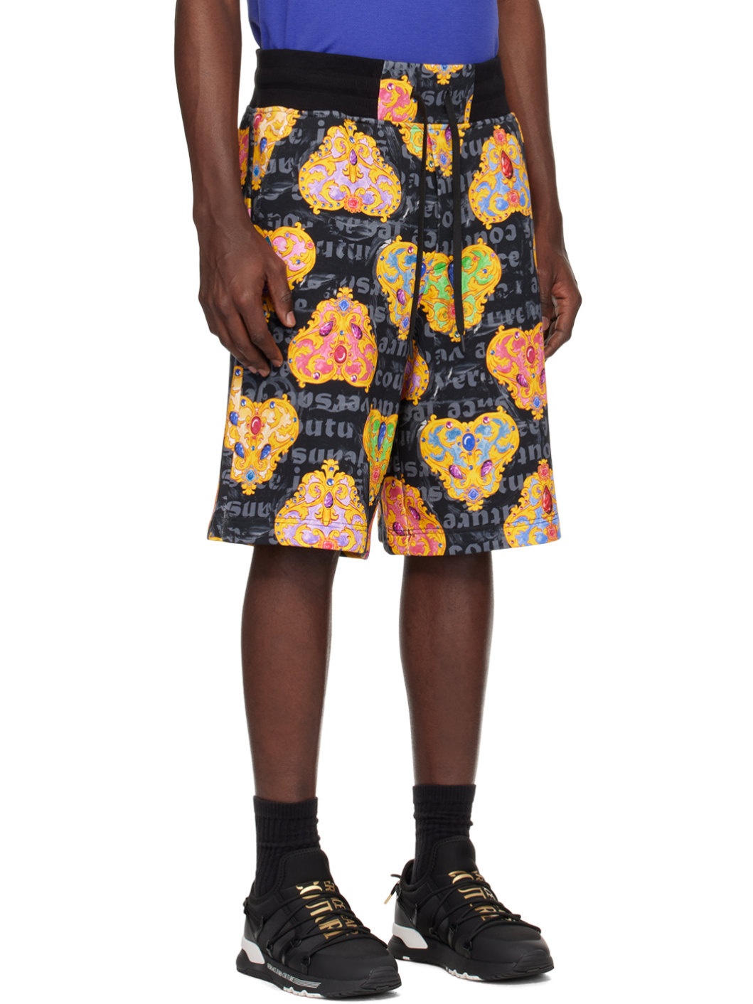 Black & Gold Heart Couture Shorts - 2