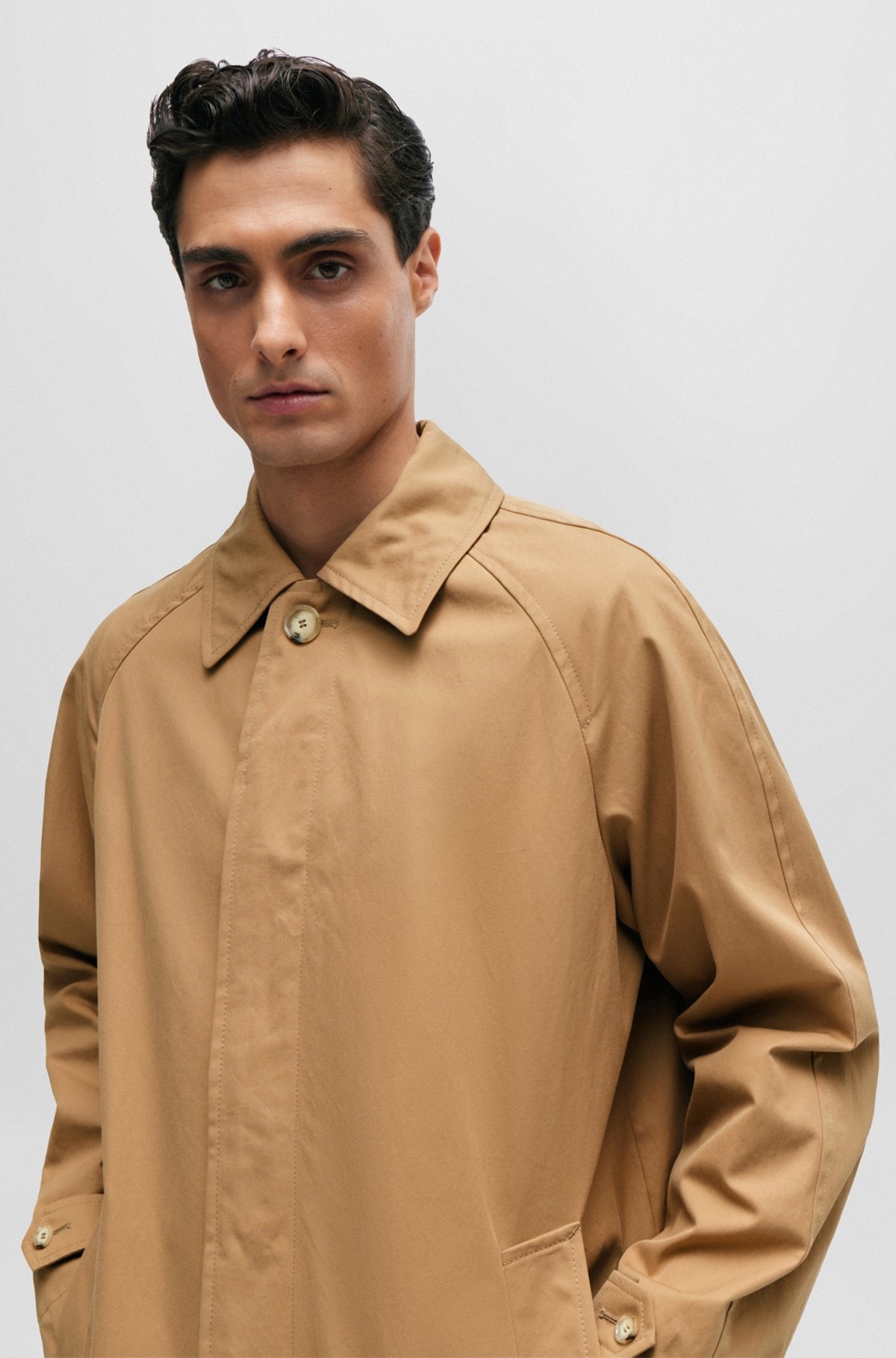 RELAXED-FIT COAT IN COTTON WITH CONCEALED CLOSURE - 3