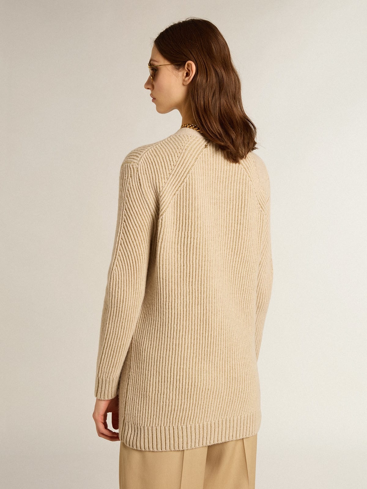 Wool blend cardigan with fisherman’s rib knit - 4