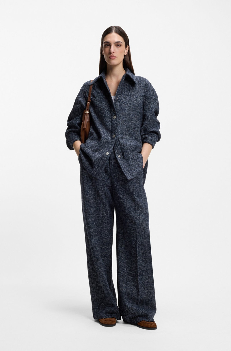 BOSS WIDE-LEG TROUSERS IN STRETCH TWEED outlook