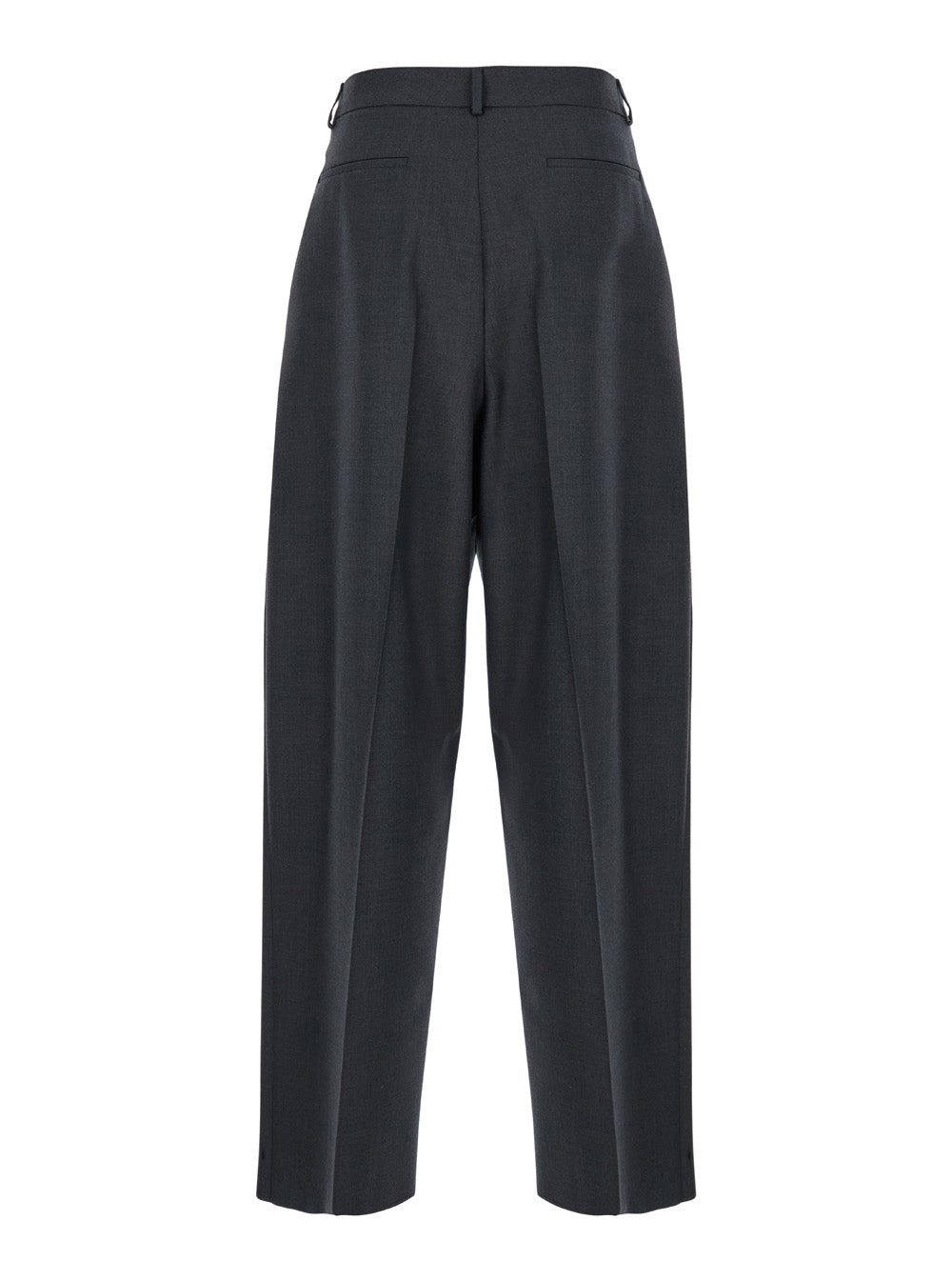 Valentino Men Grey Wide Pants With Pences In Wool Man - 2