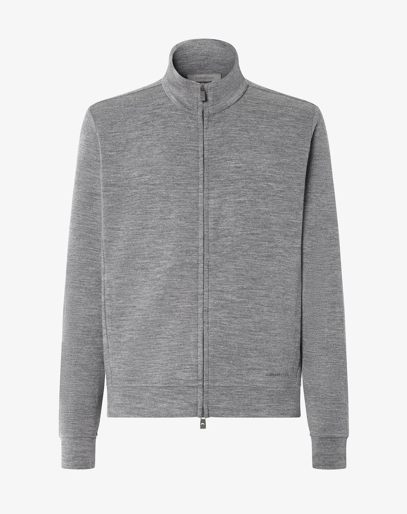 Light and dark melange grey wool and cotton double hoodie - 1