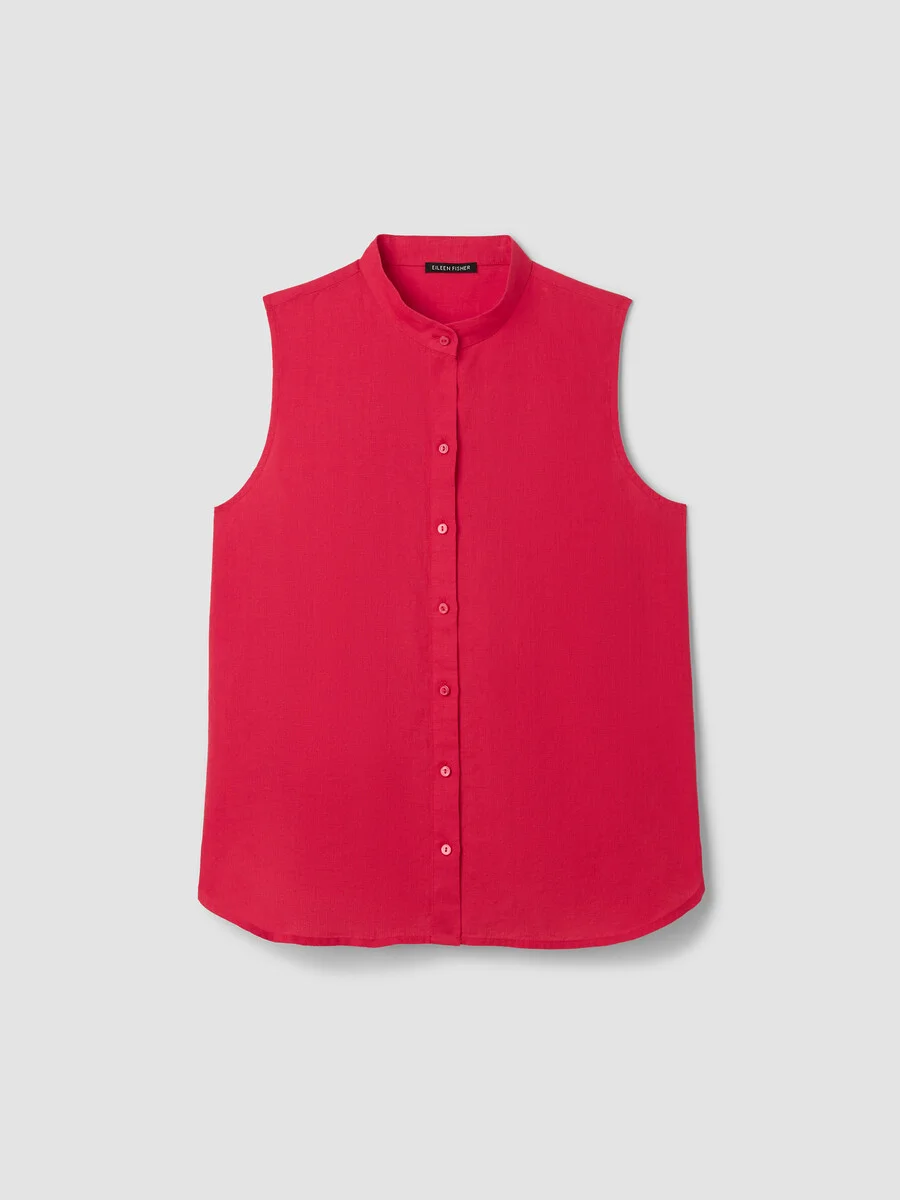 Organic Handkerchief Linen Sleeveless Shirt - 1