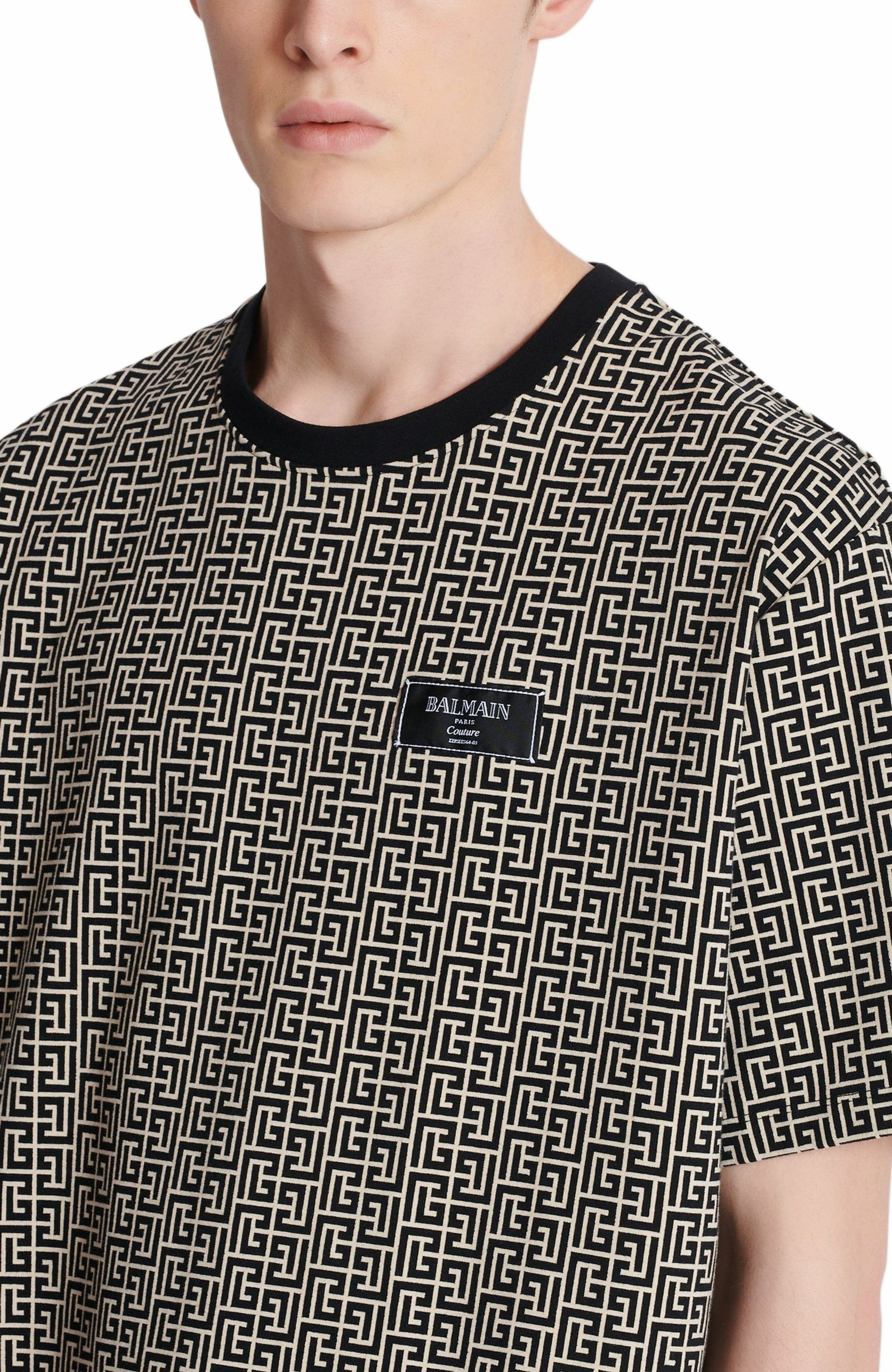 Balmain Monogram jacquard T-shirt in Black at Nordstrom - 6