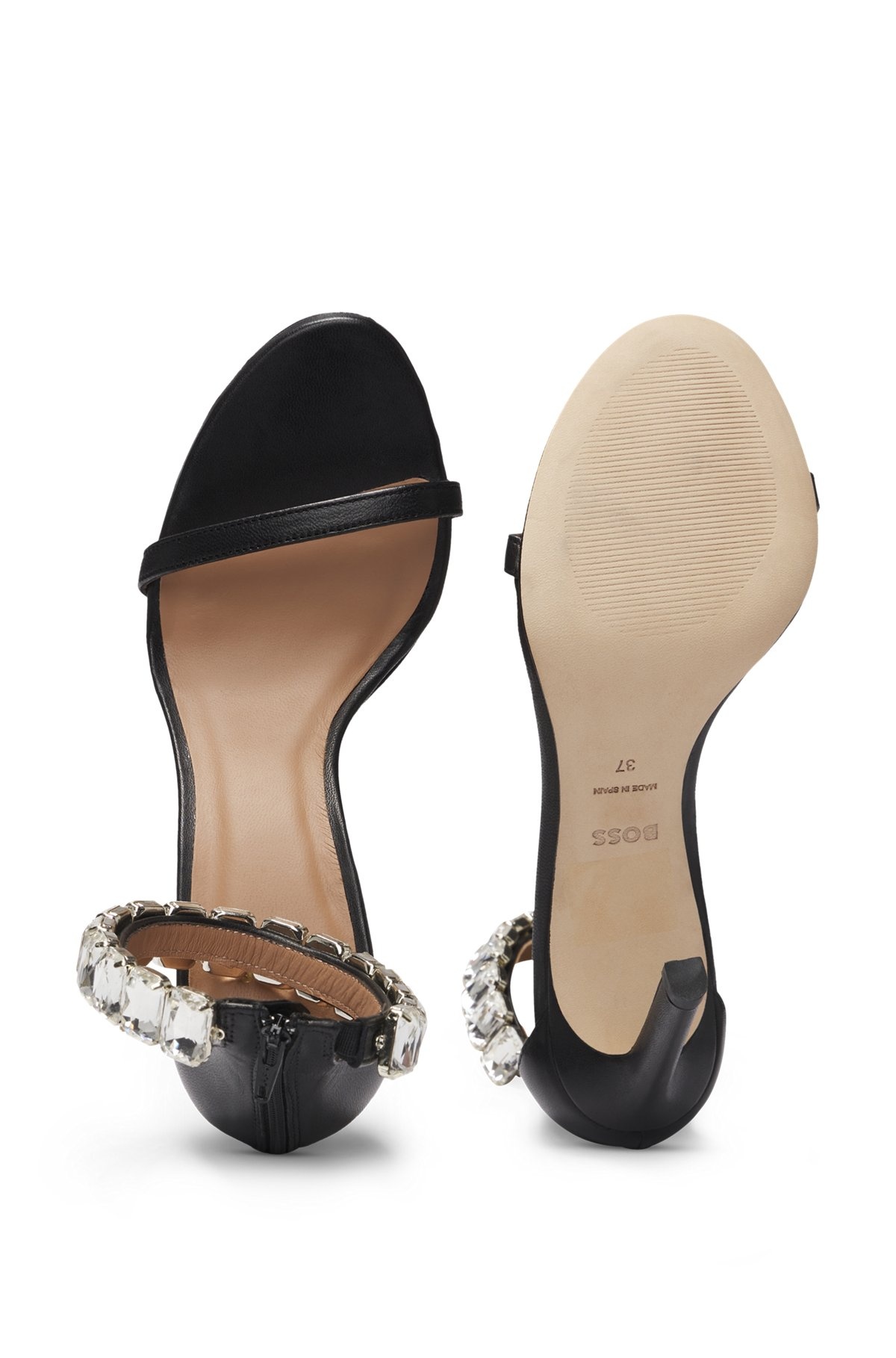 HIGH-HEELED SANDALS IN NAPPA LEATHER WITH RHINESTONE STRAP - 5