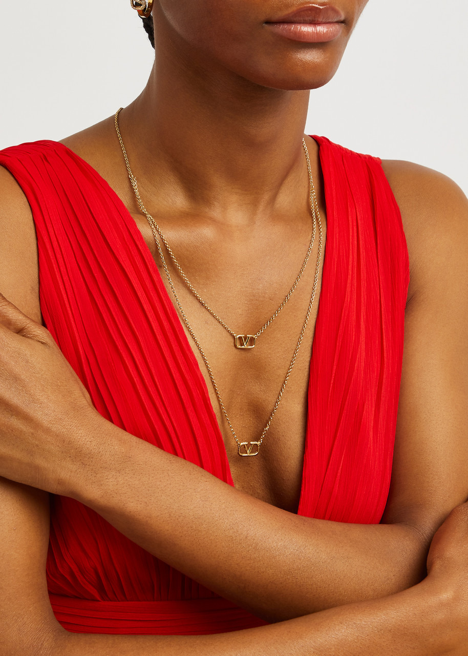 VLogo layered necklace - 2