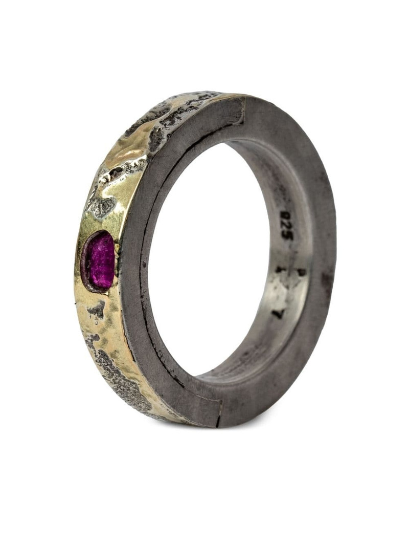 Parts of Four 18kt gold-plated Sistema ruby sterling-silver ring outlook