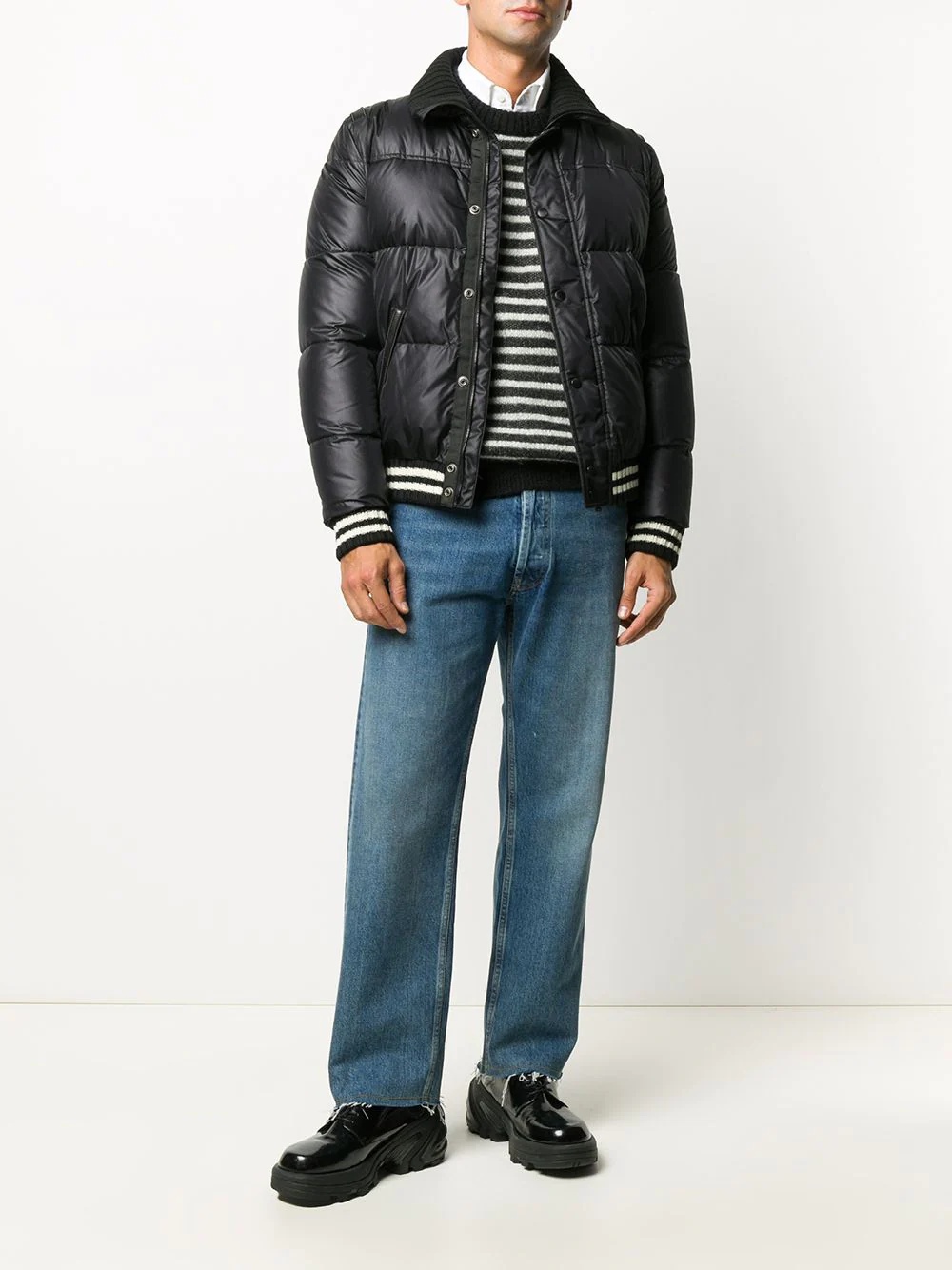 stripe-trim puffer jacket - 2