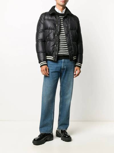 SAINT LAURENT stripe-trim puffer jacket outlook