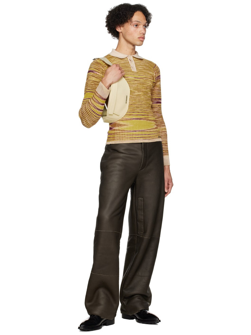 JACQUEMUS Khaki 'Le Pantalon Pastre' Leather Pants outlook