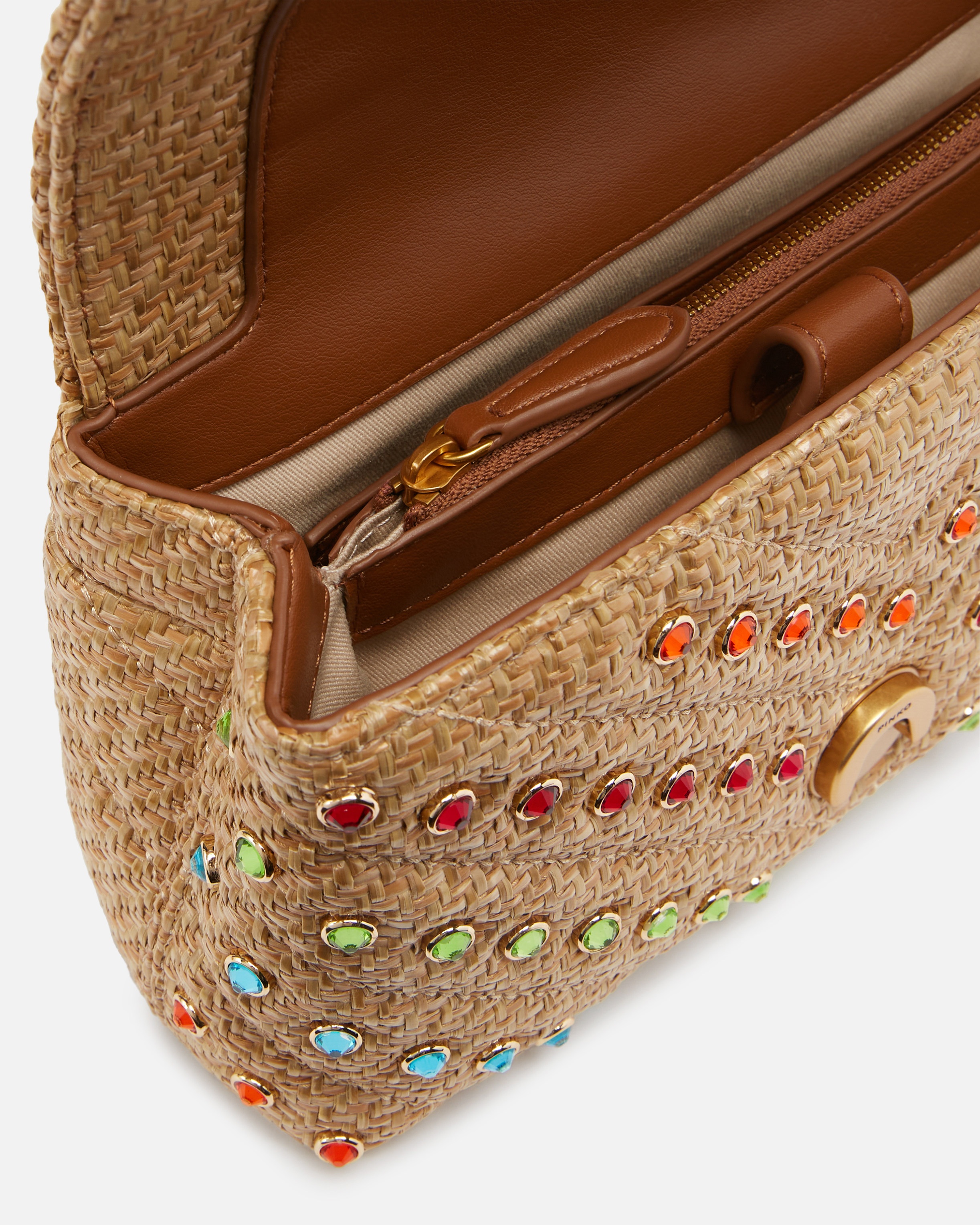 LADY LOVE BAG PUFF SMALL HANDBAG IN RAFFIA COLORED CRYSTALS - 4