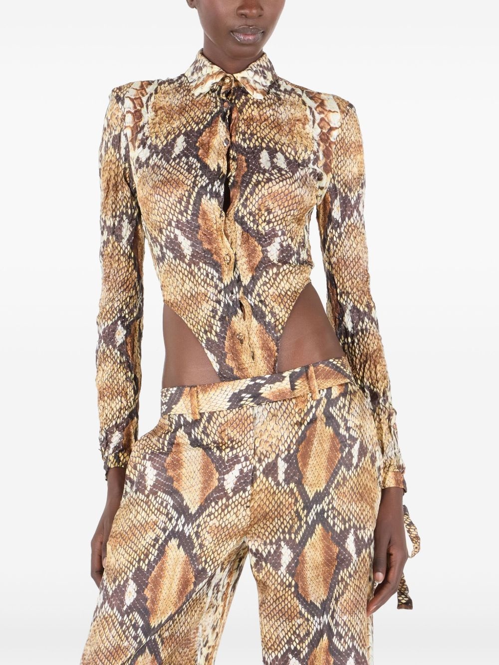 snakeskin-print bodysuit - 3