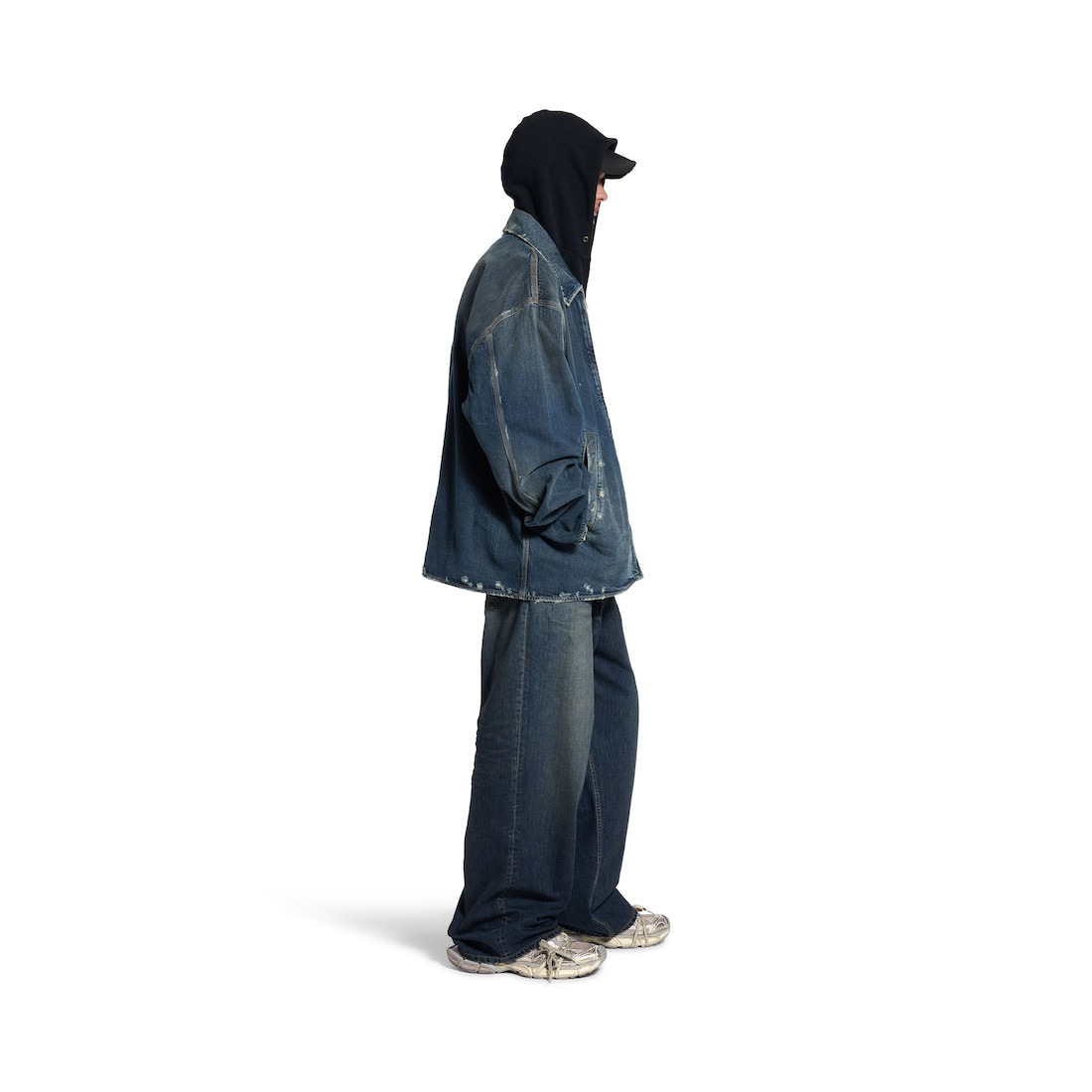 Men's Zip-up Denim Jacket in Blue - 3
