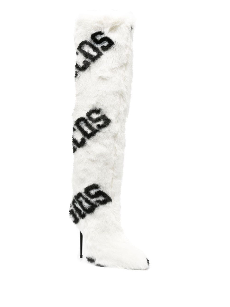 GCDS 110mm faux-fur logo-print boots outlook